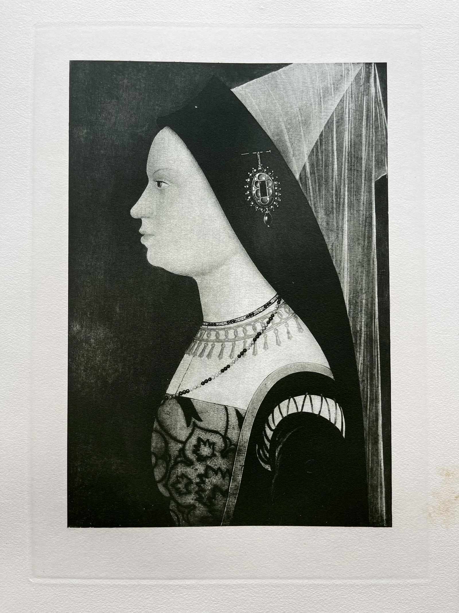 LARGE ETCHING AFTER FRENCH MASTER PORTRAIT OF A WOMAN (1 of 2)