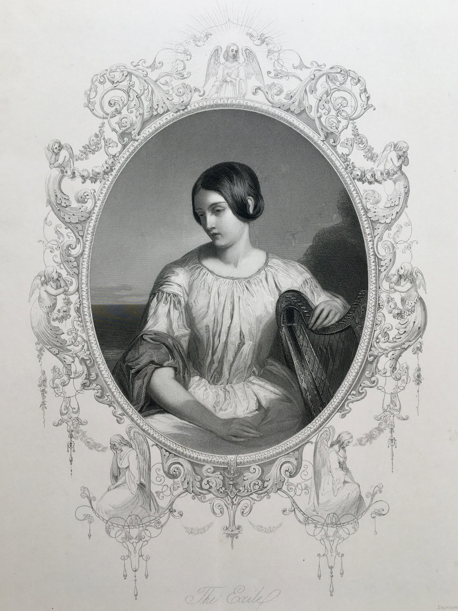 ANTIQUE ROMANTIC ENGRAVING VICTORIAN WOMAN: Engraving Printed Circa 1850. Size:14 X 10.5 inches approx. Unframed.
