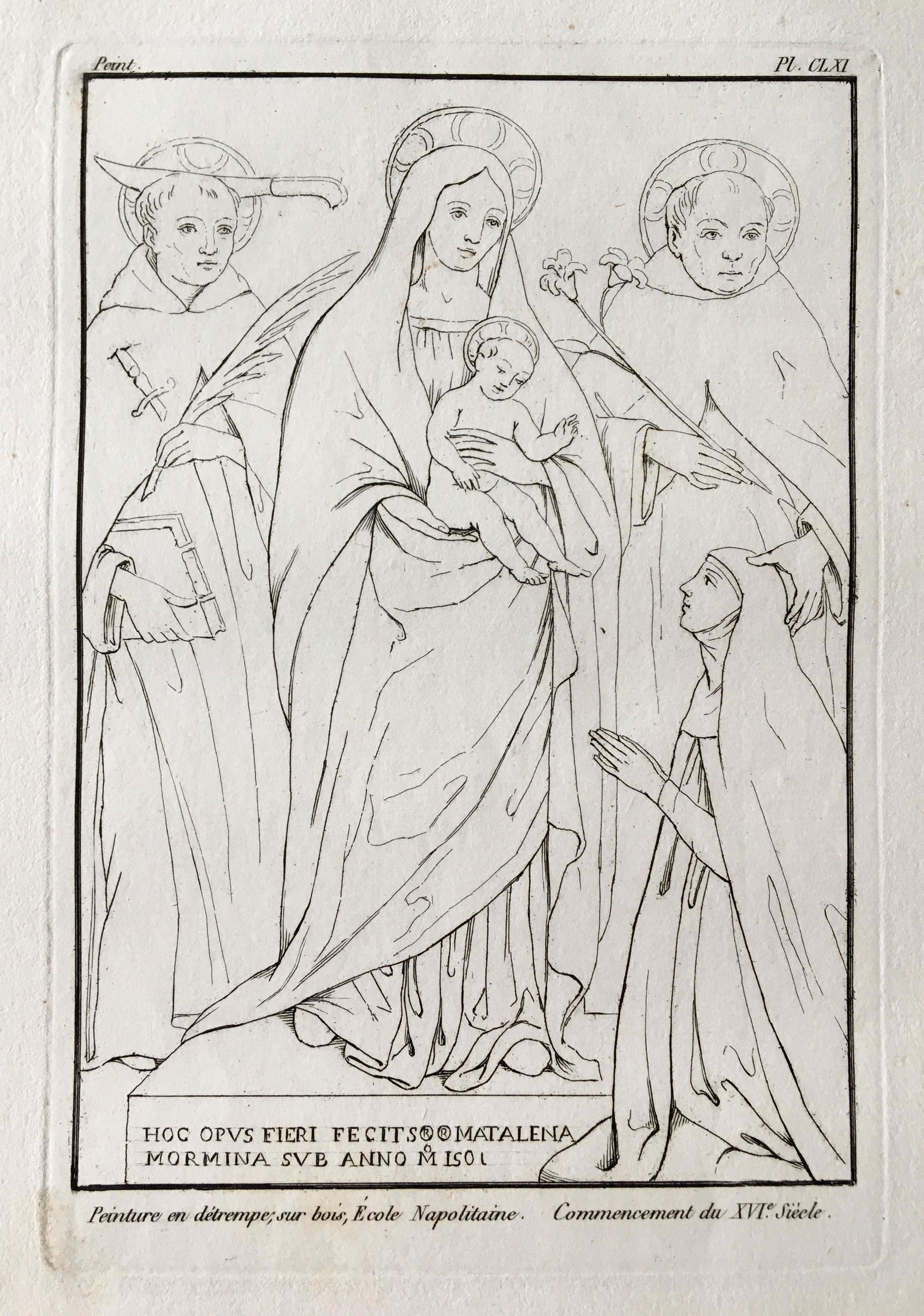 ANTIQUE PRINT MAGDALEN PAINTING ECOLE NAPOLITAINE XVI (1 of 3)