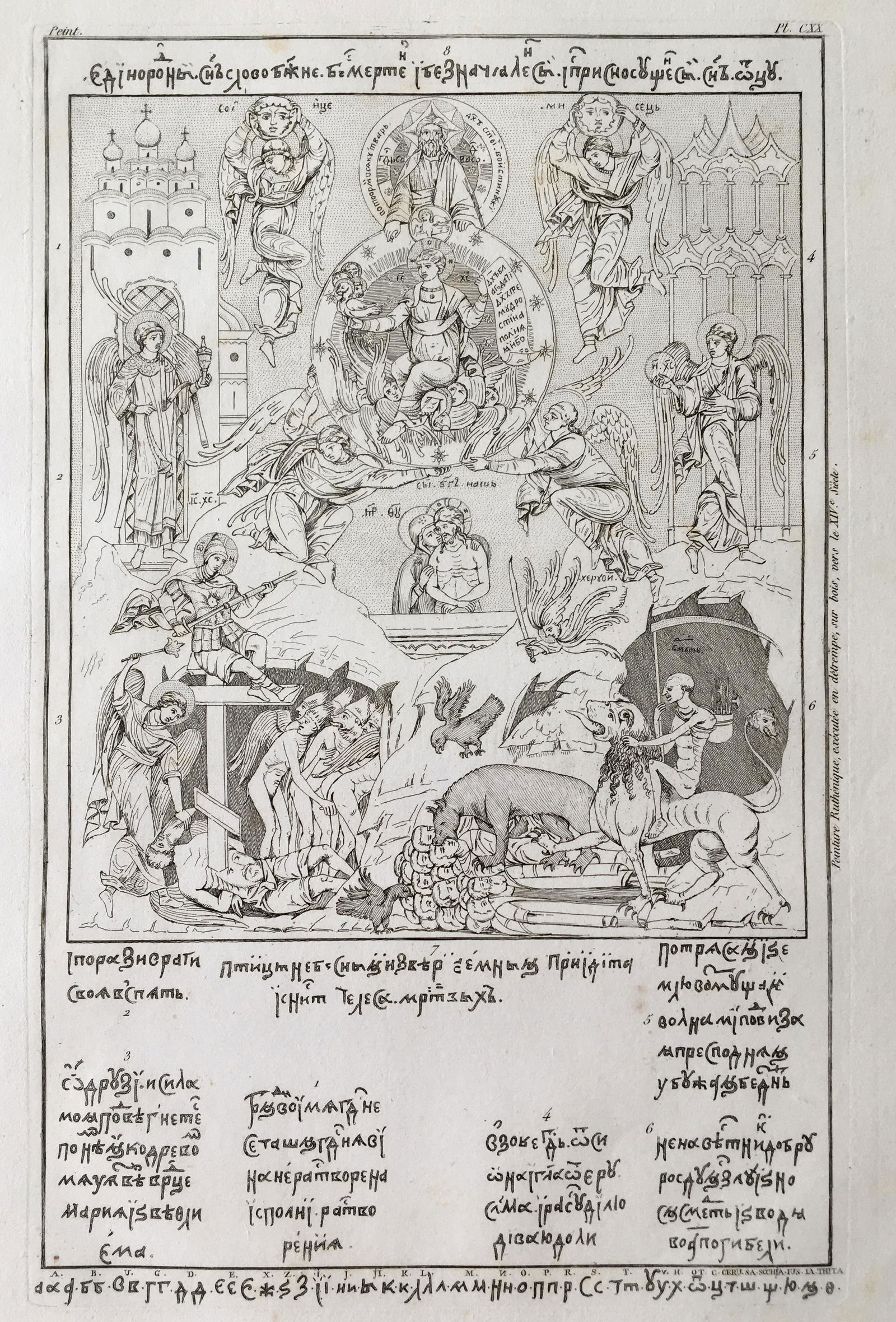 RARE RELIGIOUS ENGRAVING MEDIEVAL PAINTING HEAVEN HELL (1 of 3)