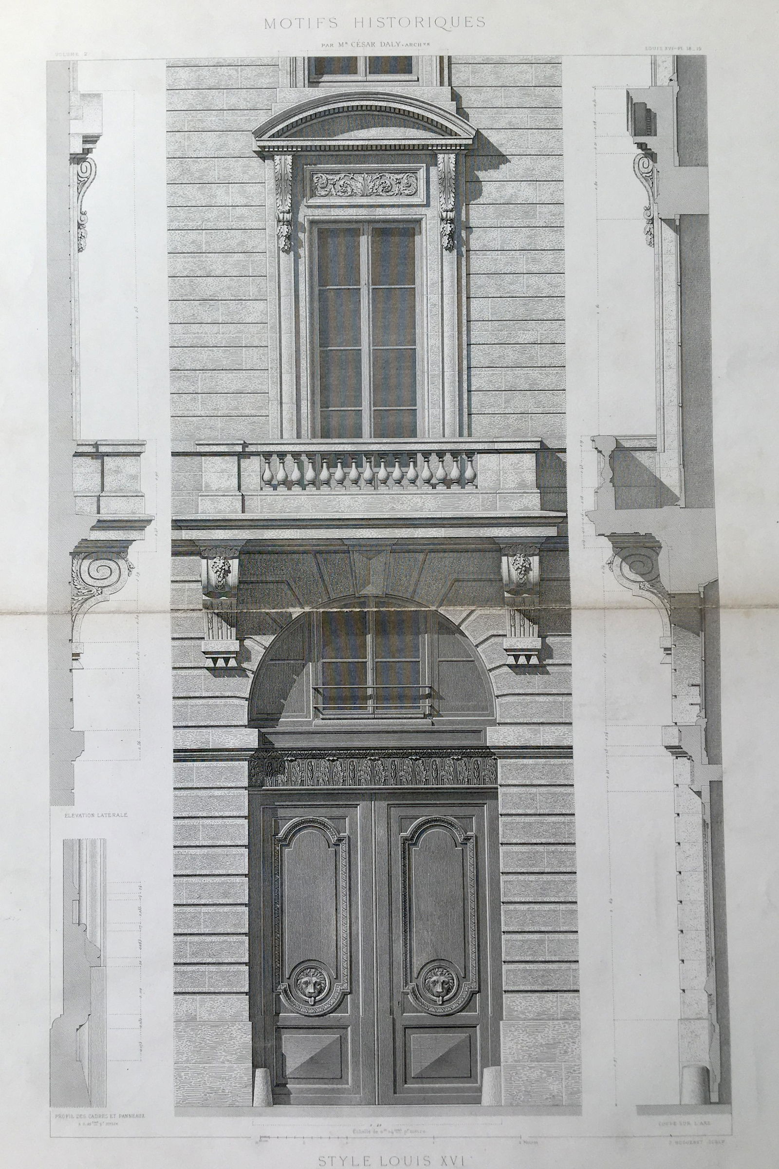 LARGE FRENCH ARCHITECTURAL ENGRAVING (1 of 4)