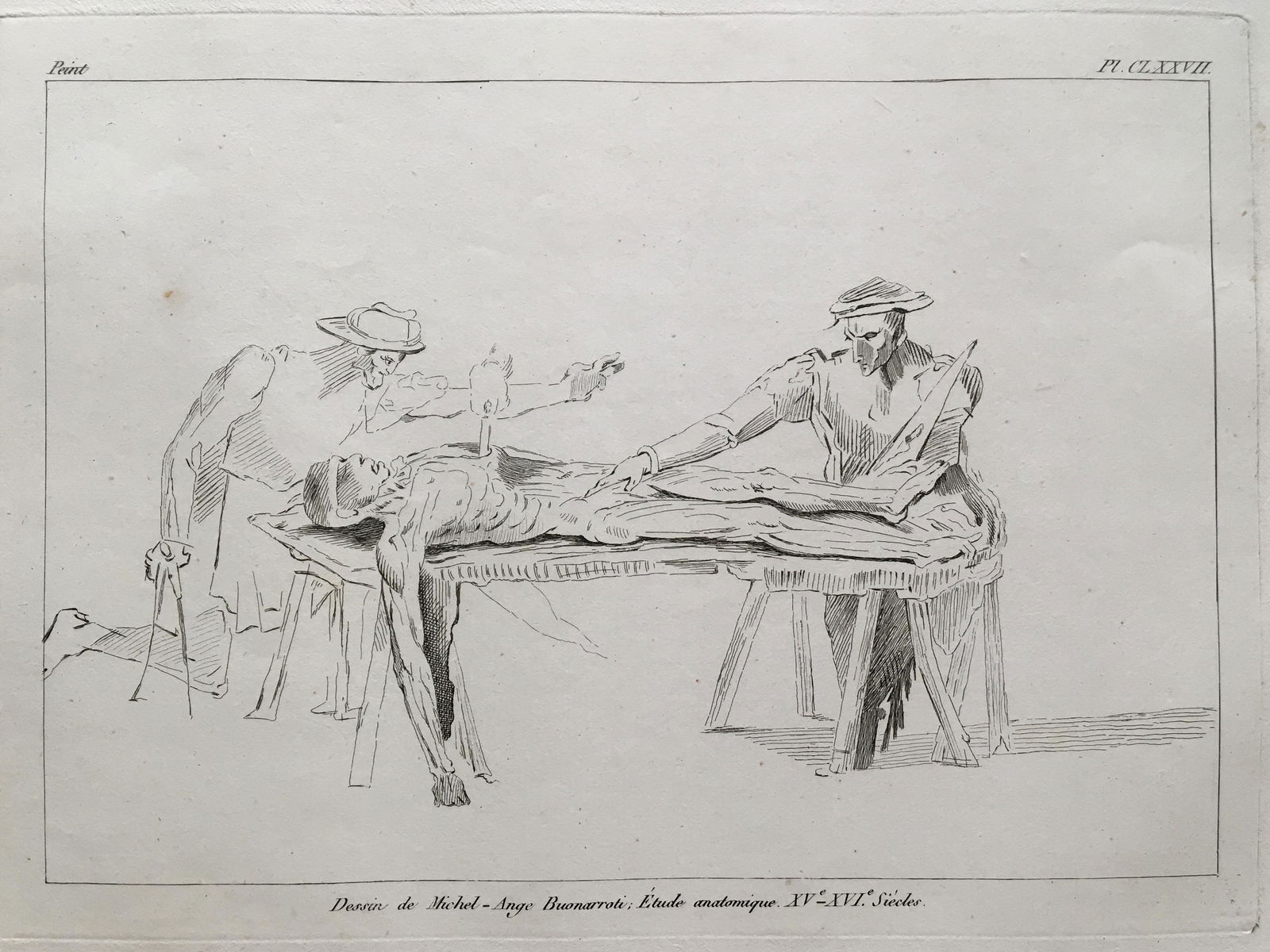 ANTIQUE ENGRAVING AFTER MICHELANGELO ANATOMICAL STUDY (1 of 4)