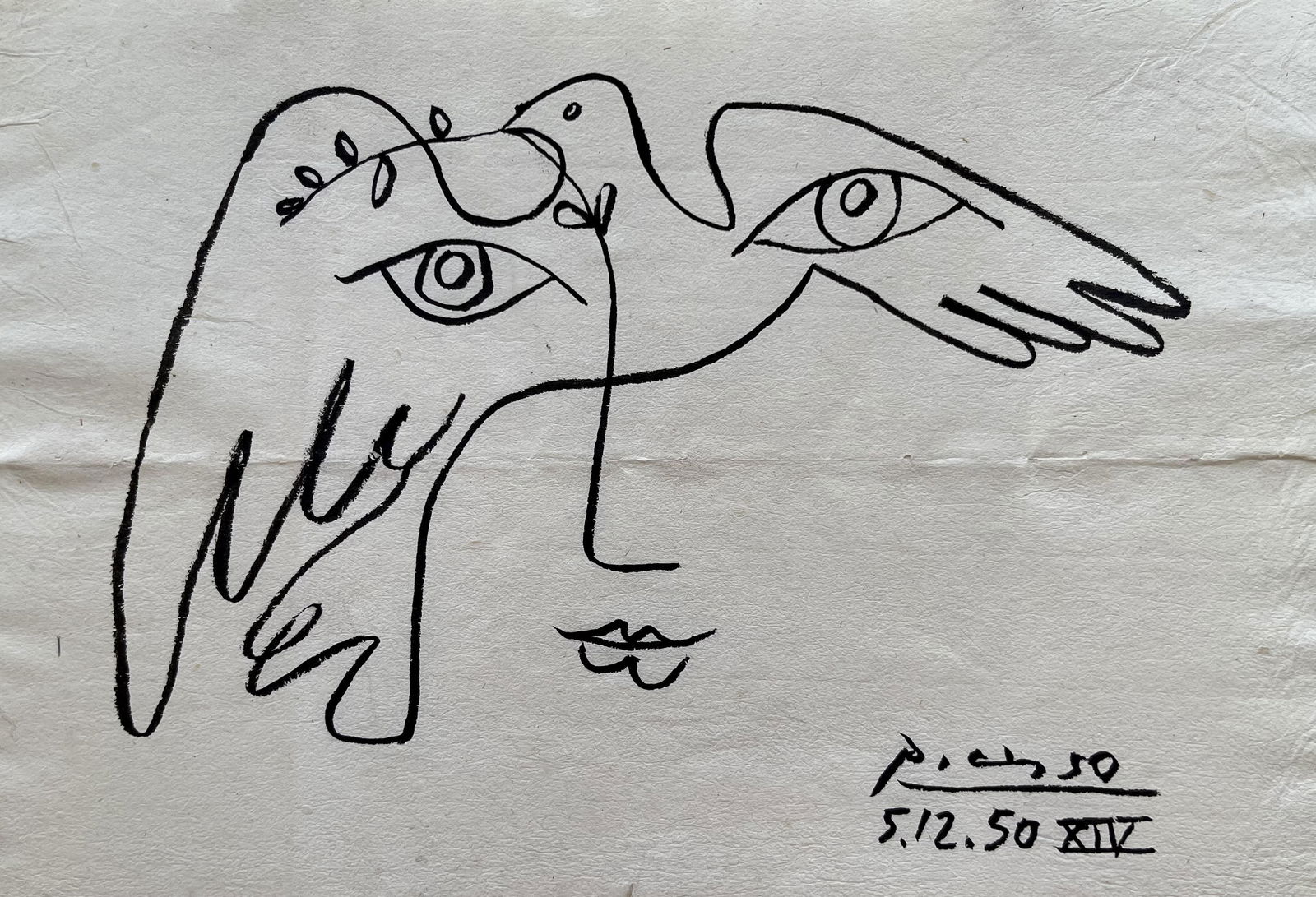 PABLO PICASSO INK DRAWING ON PAPER MANNER (1 of 2)