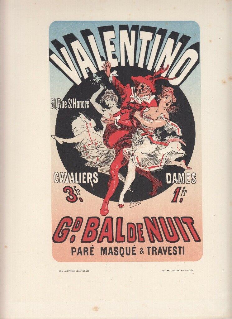 FRENCH ART NOUVEAU POSTER CA 1886 VALENTINO: French Art Nouveau Poster Stone Lithograph. Ca 1886. Unframed. Size 9X12.5 Inches Approx.