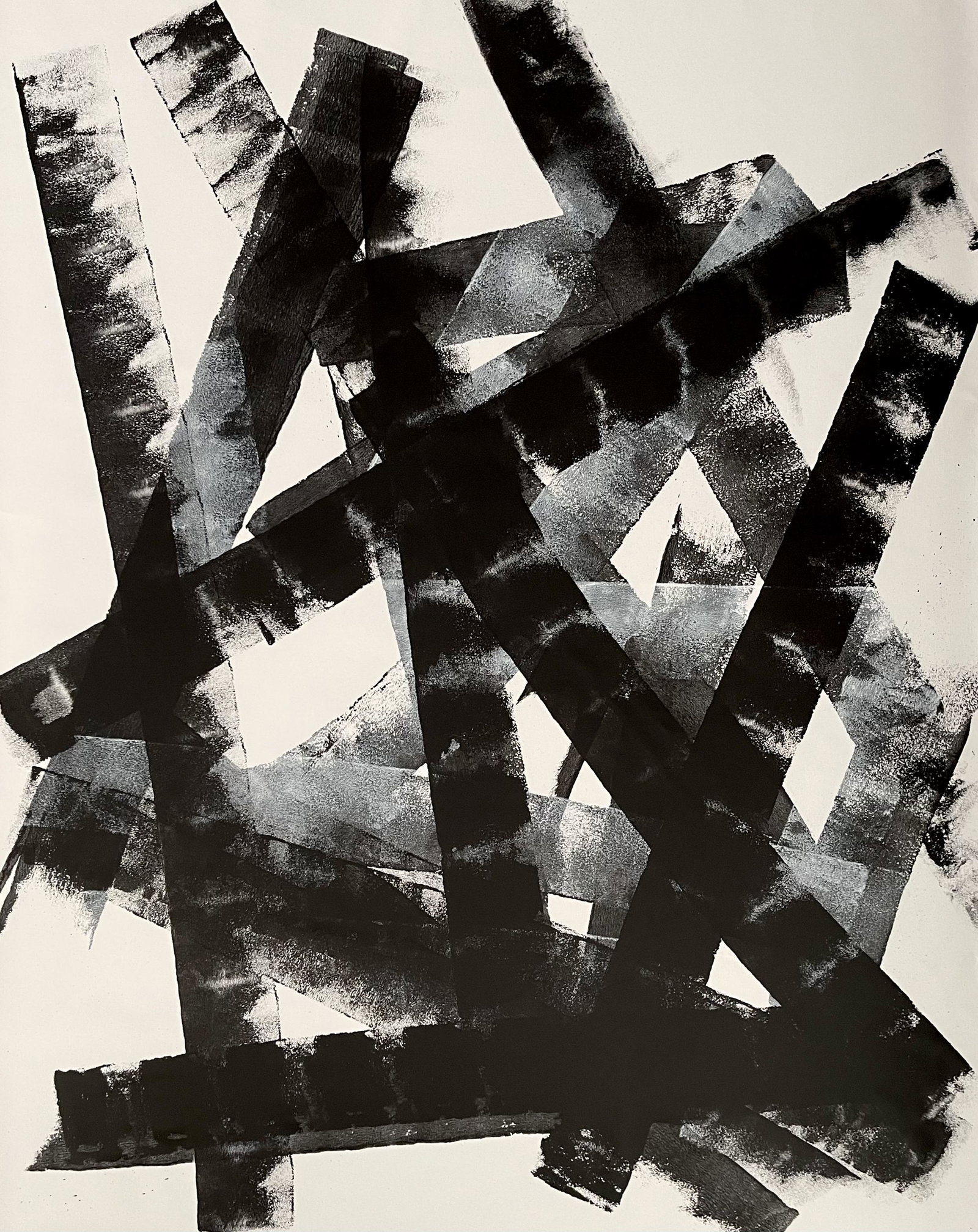 BLACK AND WHITE LARGE ORIGINAL PAINTING KLINE STYLE (1 of 3)