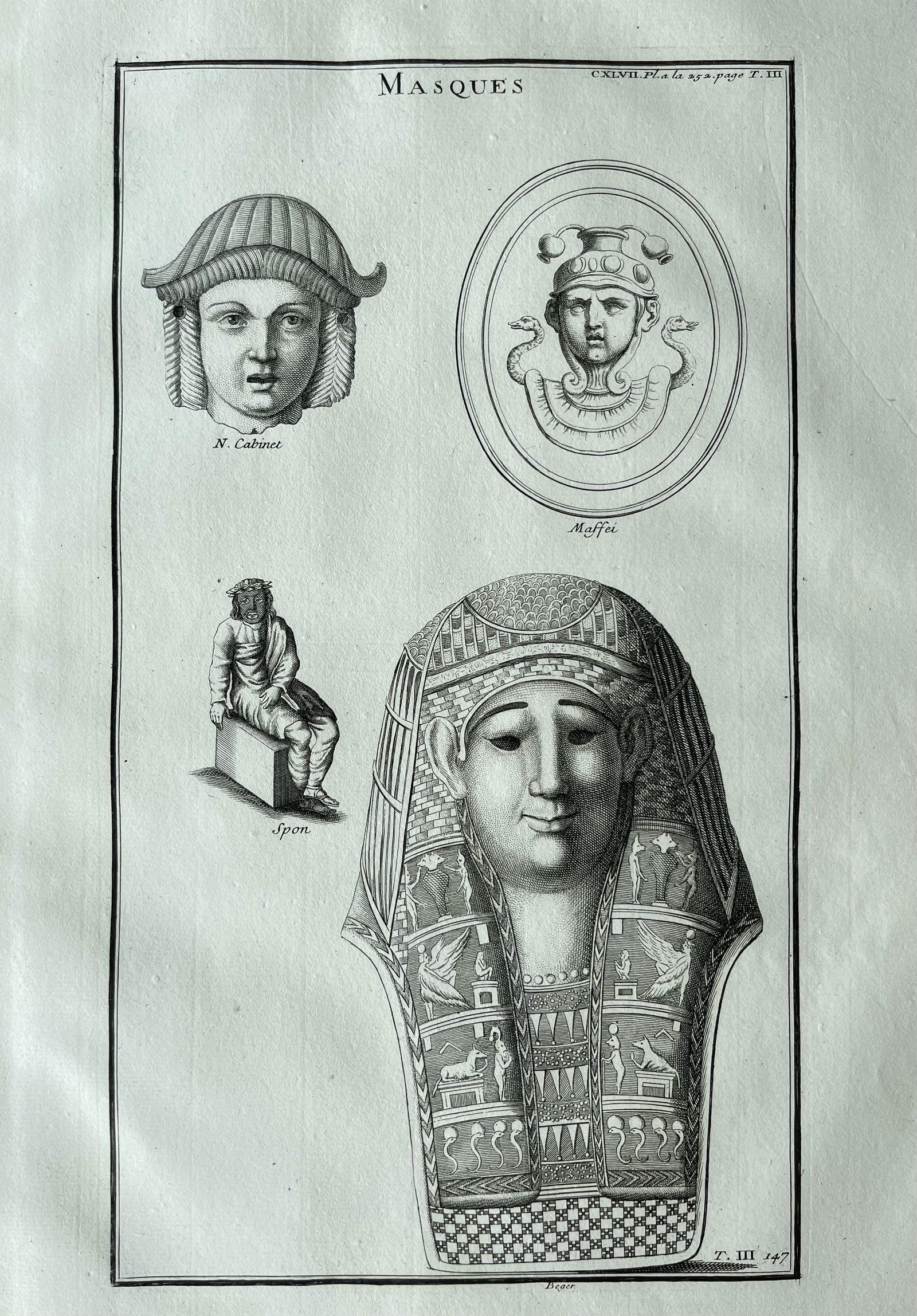 ANTIQUE ENGRAVING ANCIENT MASKS (1 of 2)