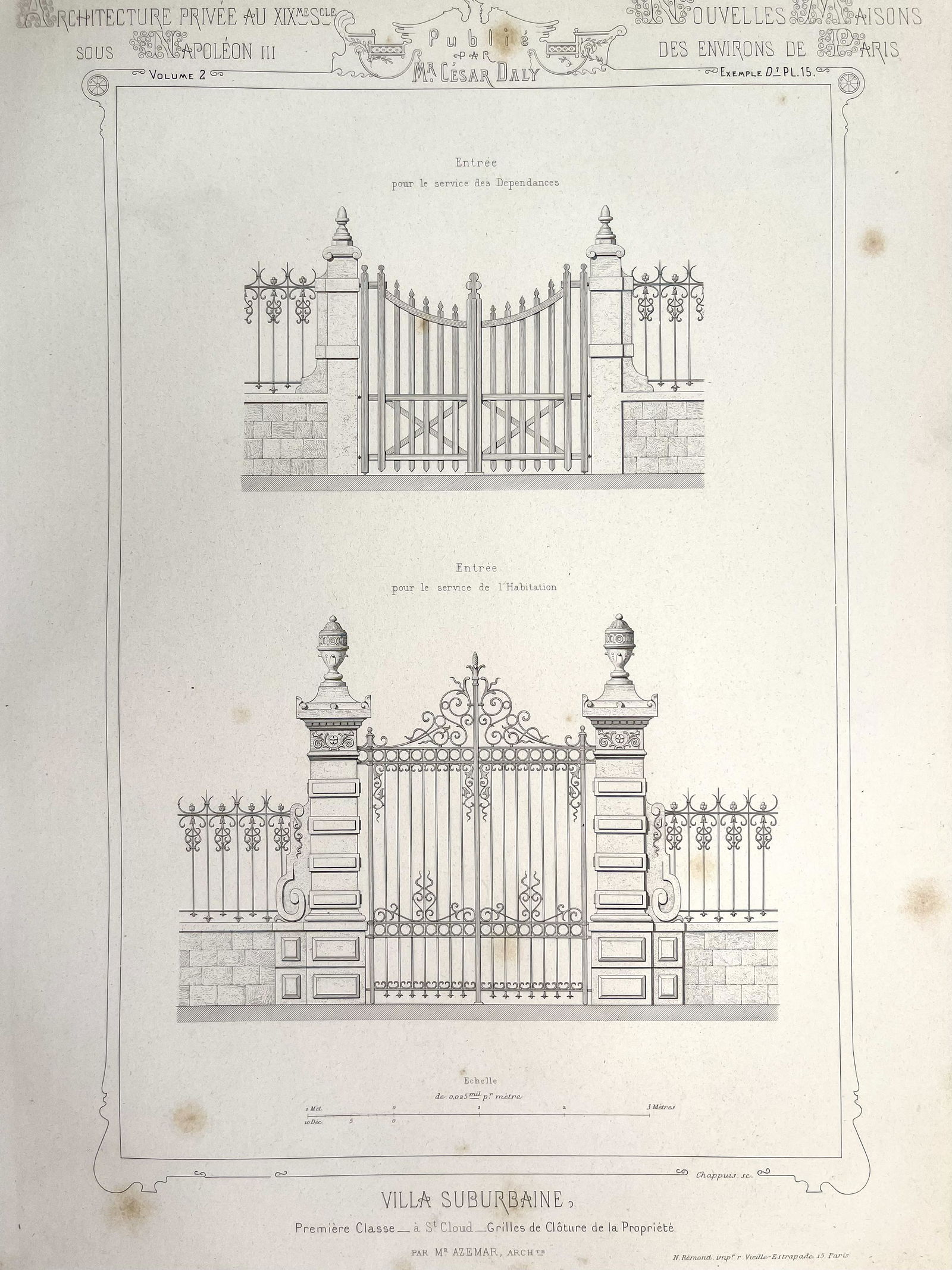 FRENCH ANTIQUE ARCHITECTURAL ENGRAVING FENCE (1 of 2)