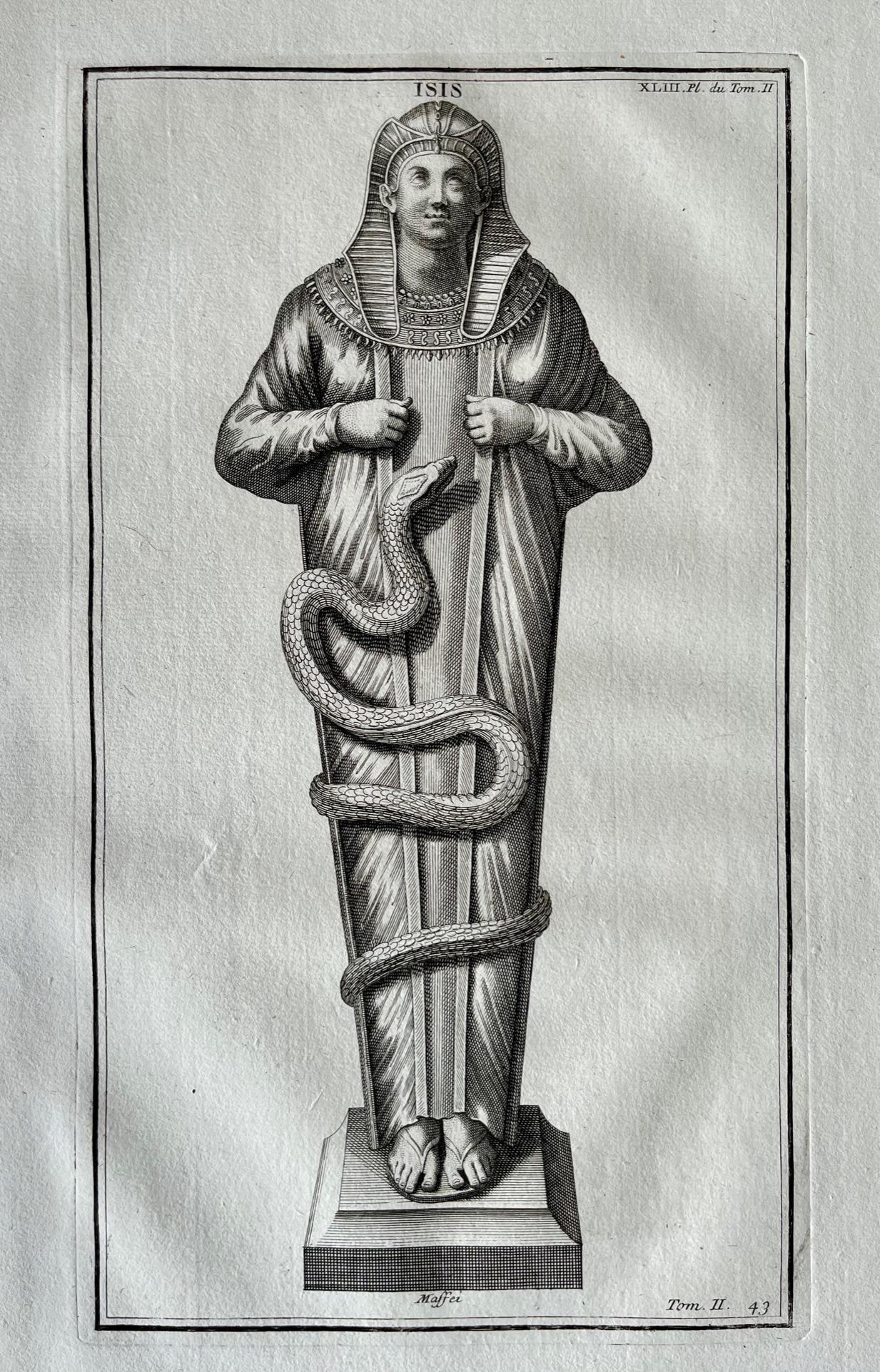 ANTIQUE ENGRAVING ANCIENT EGYPT GODDESS ISIS (1 of 2)