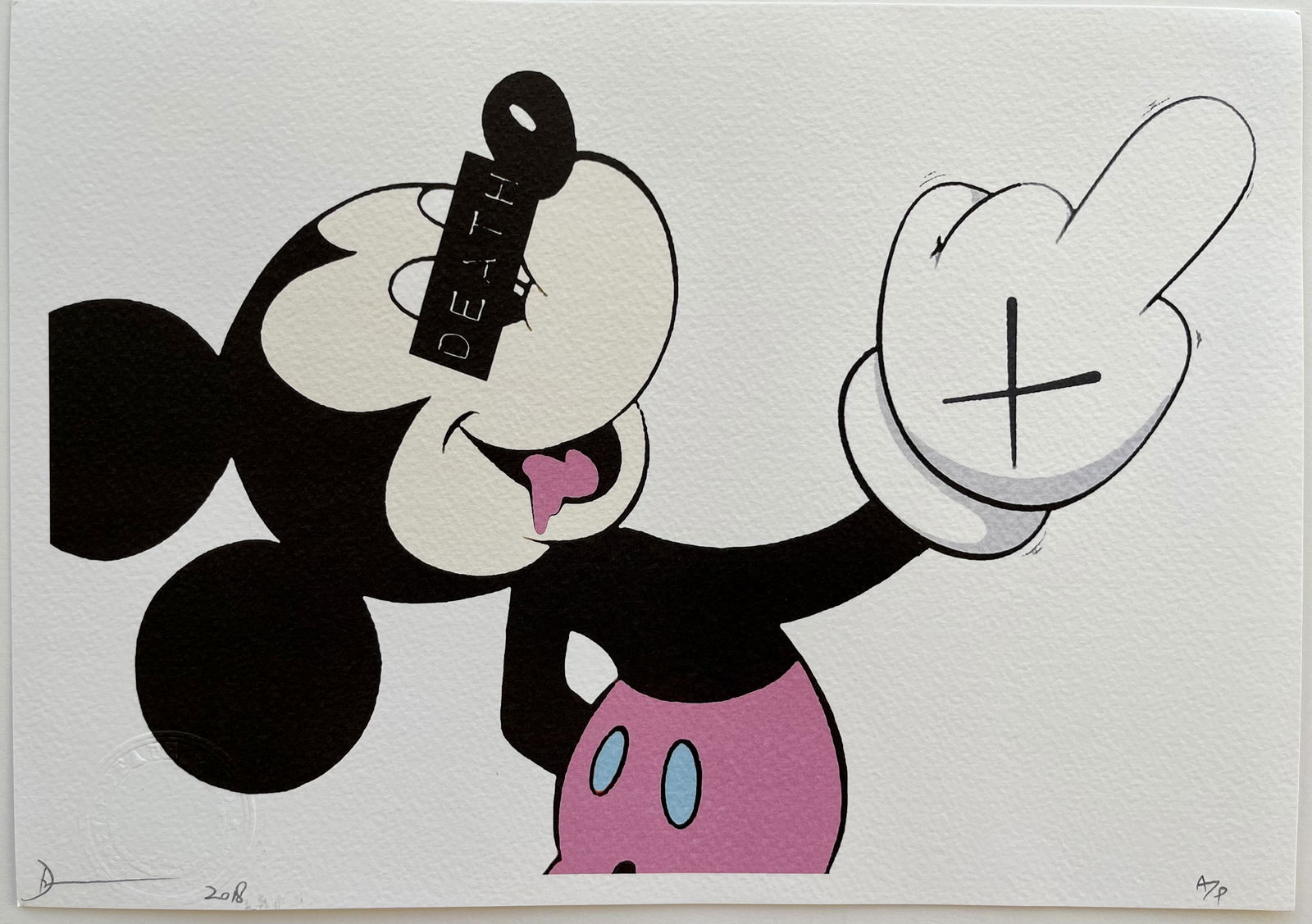 POP ART PRINT Mickey Mouse: SIZE: 11.5 X 8.2 INCHES APPROX. UNFRAMED. SIGNED SEALED.