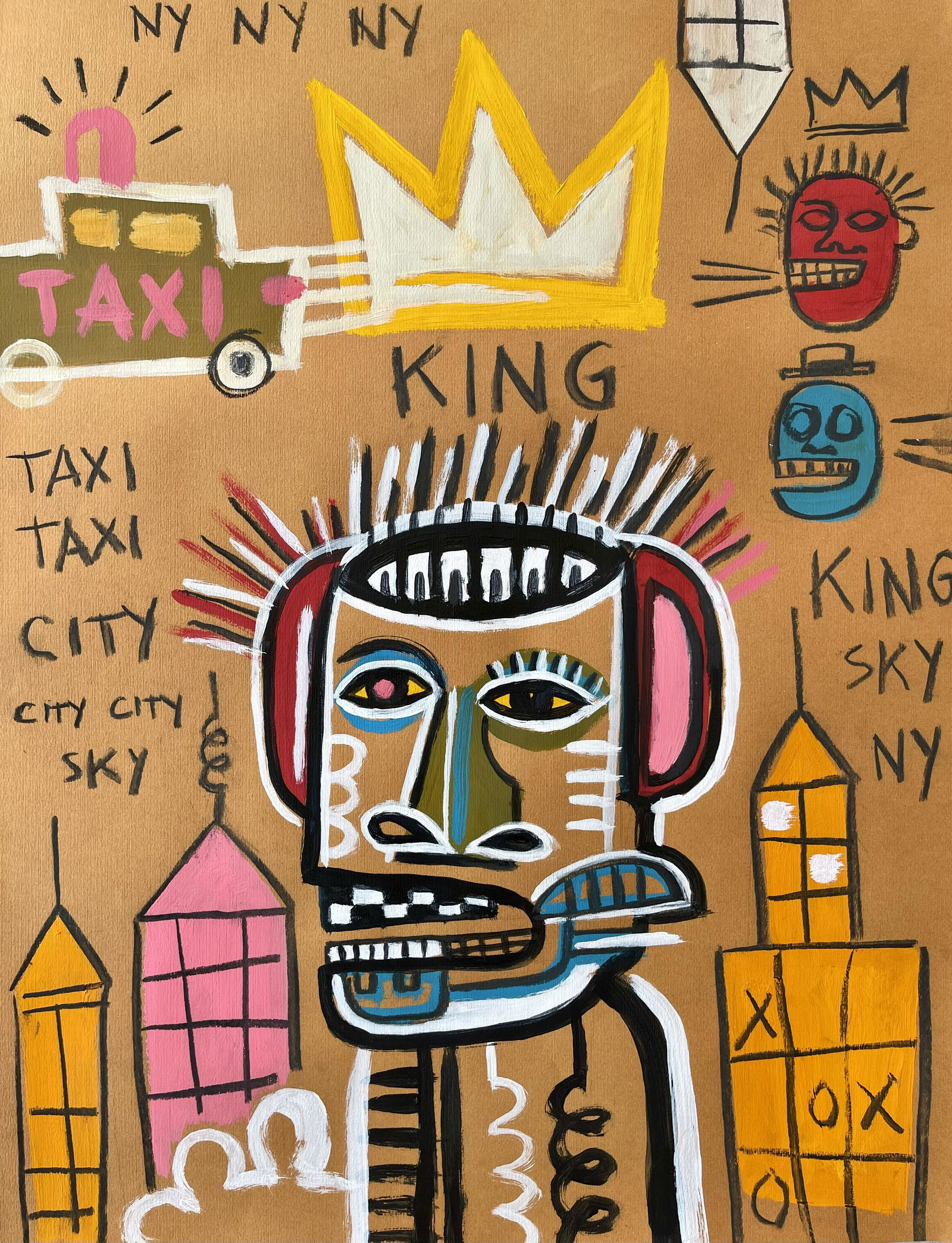 POP ART MIXED MEDIA PAINTING ON PAPER BASQUIAT STYLE (1 of 2)