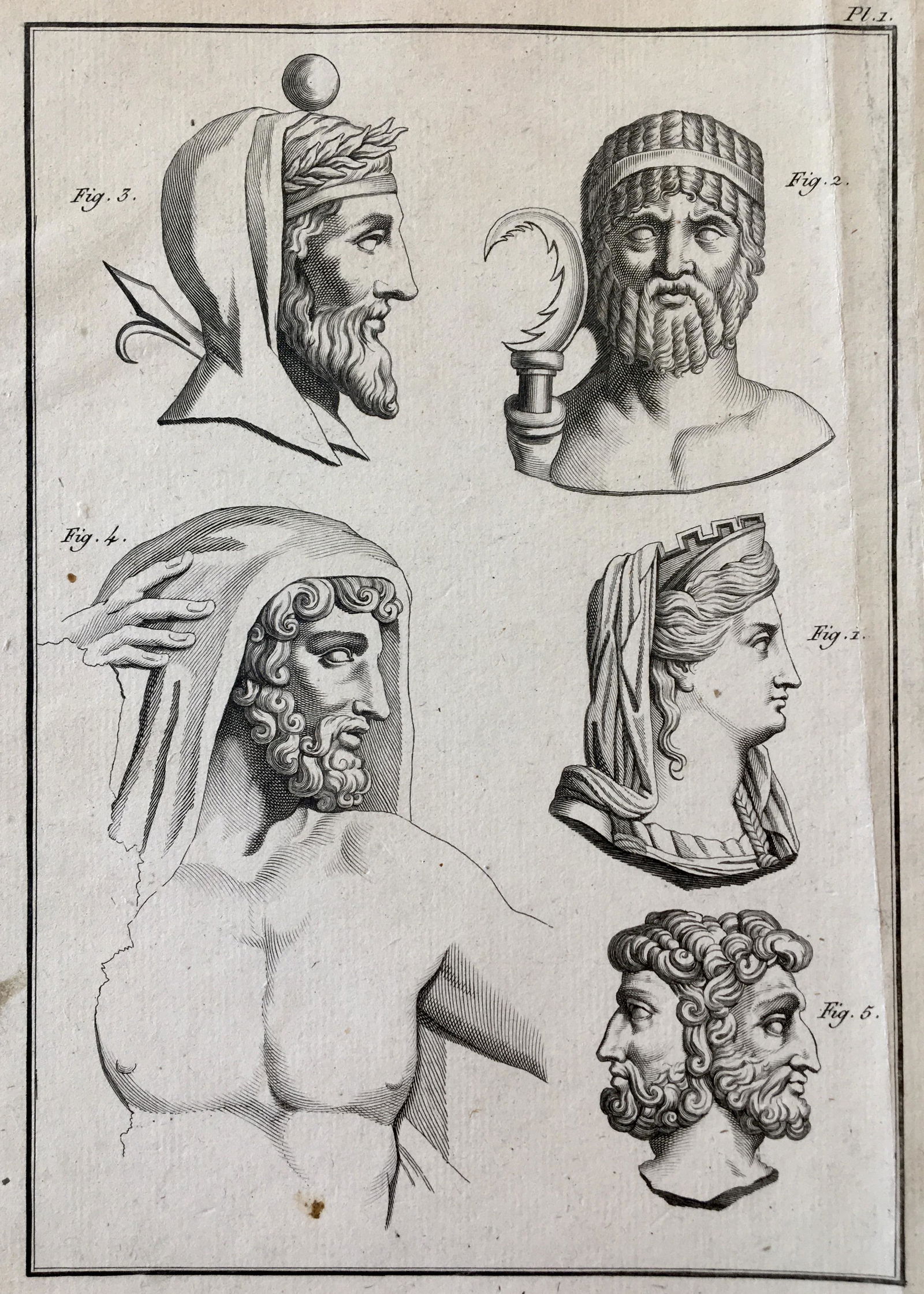 ENGRAVING ANCIENT ROMAN CLASSICAL STATUES Ca 1775 (1 of 2)