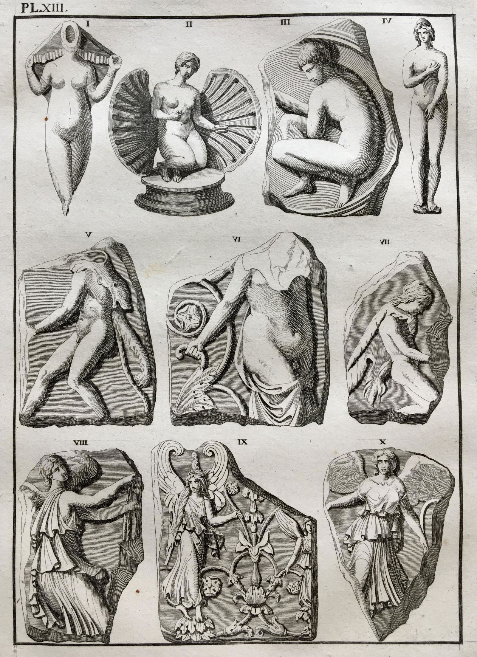 ANTIQUE ENGRAVING OF GREEK STATUES (1 of 2)