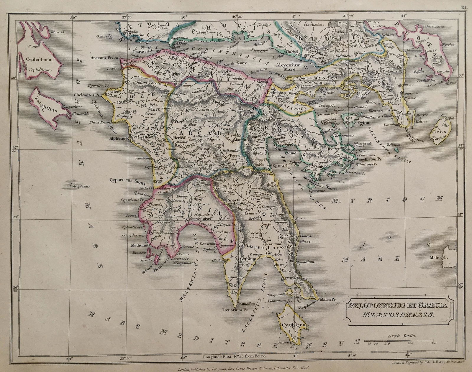 PELOPONNESUS ET GRECIA MERIDIONALIS Antique Map 1826 (1 of 3)
