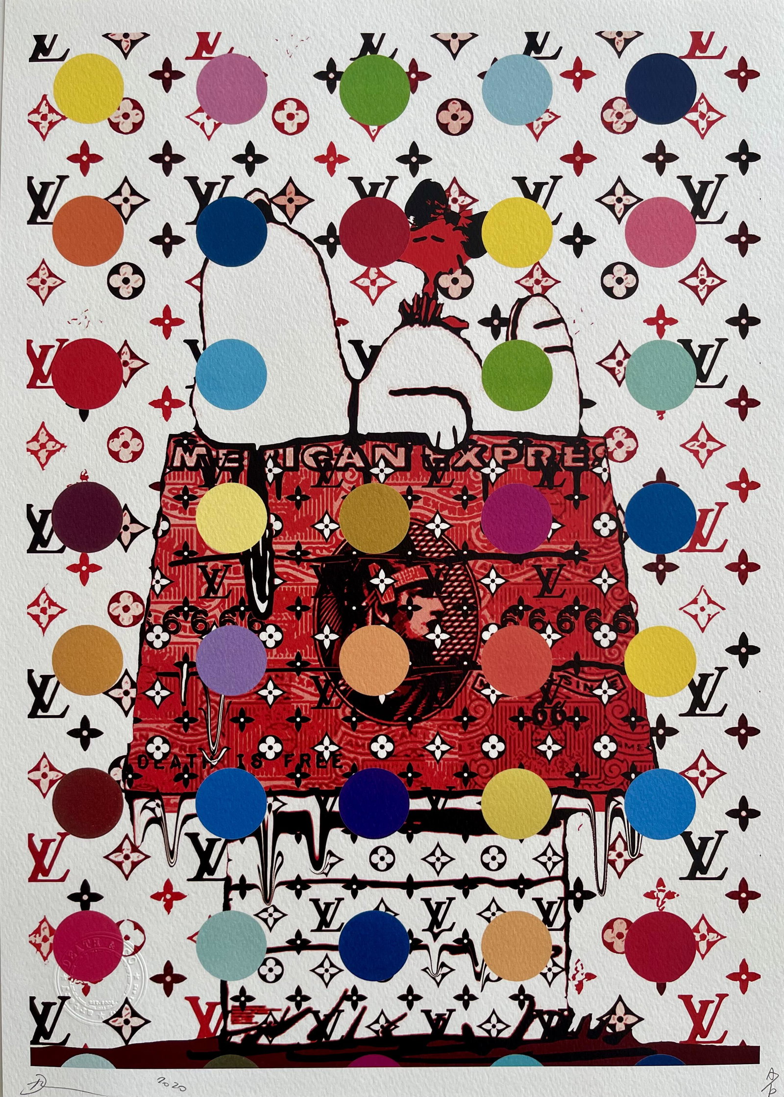 POP ART PRINT GRAFFITI ART: SIZE: 17.5 X 12.5 INCHES APPROX. UNFRAMED. SIGNED SEALED.