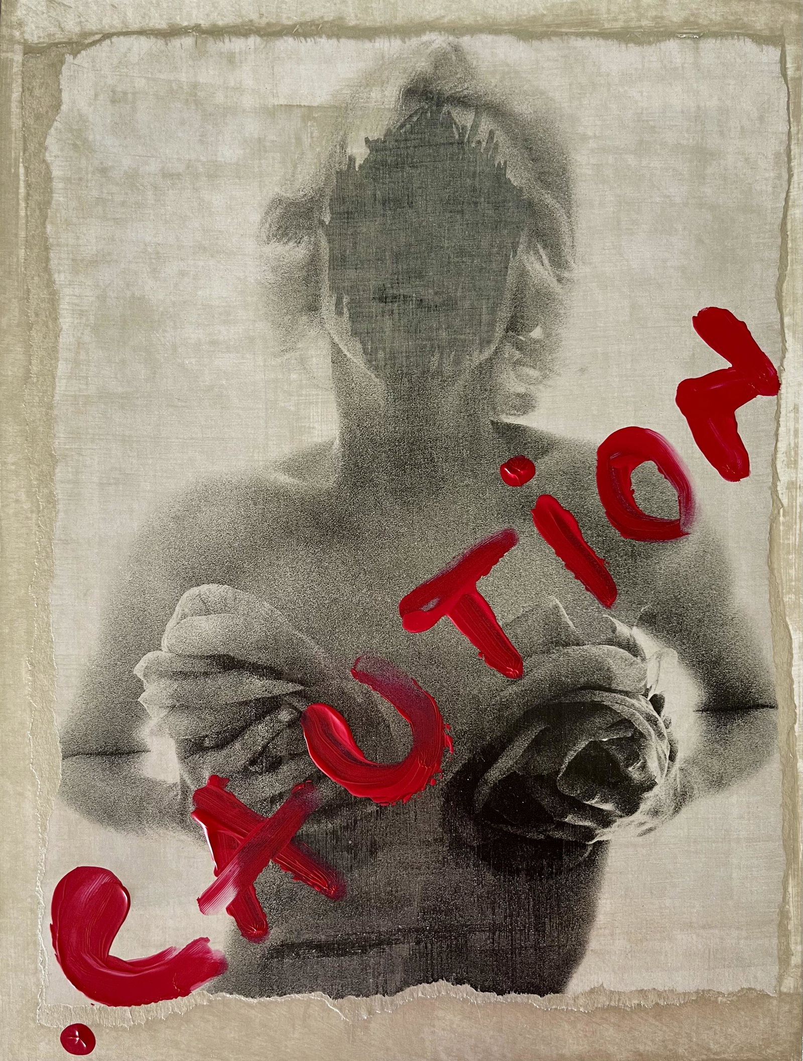 MODERN MIXED MEDIA COLLAGE ON PAPER MARILYN CAUTION (1 of 3)