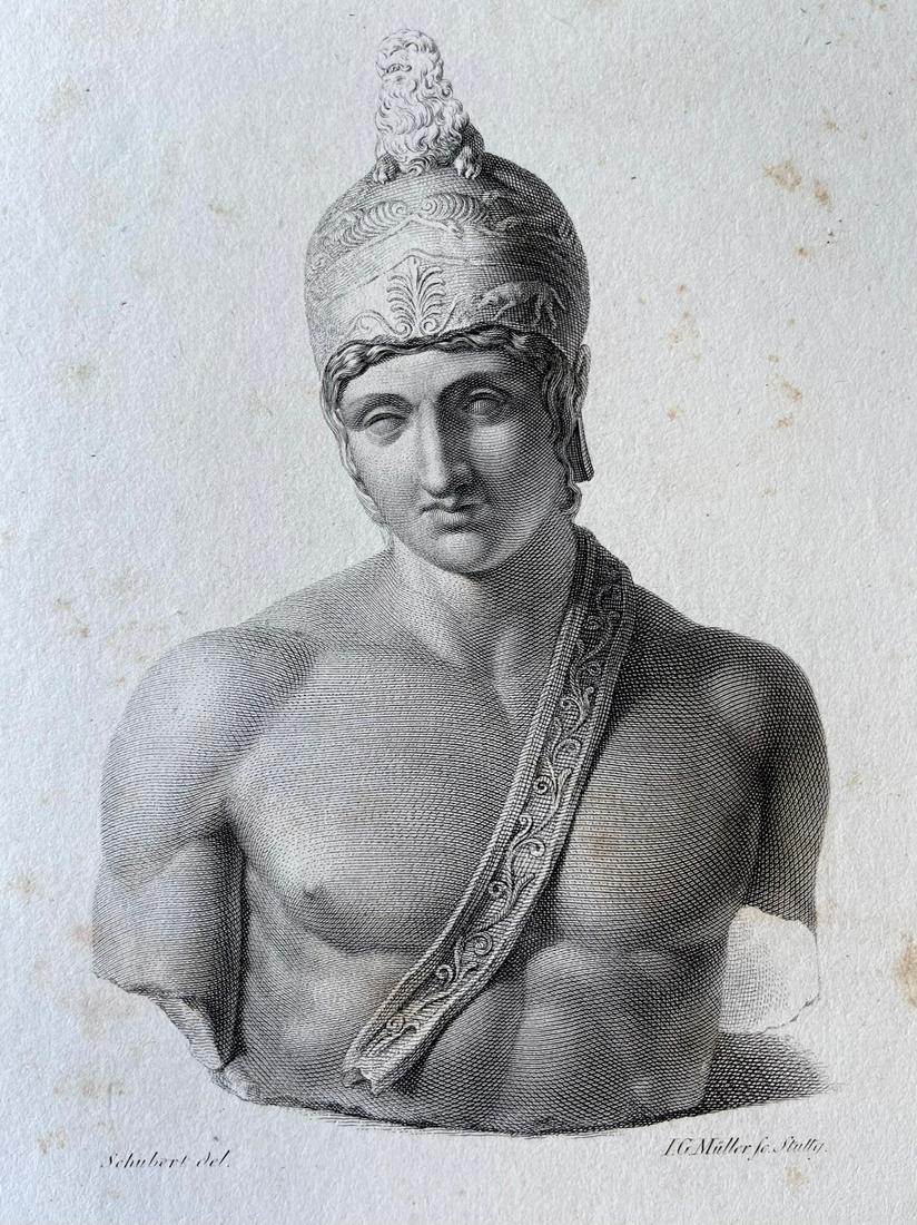 ANTIQUE NEOCLASSICAL ENGRAVING: Antique Engraving of a Neoclassical Statue. Size: 15 X 10 inches approx. Printed Circa 1820.