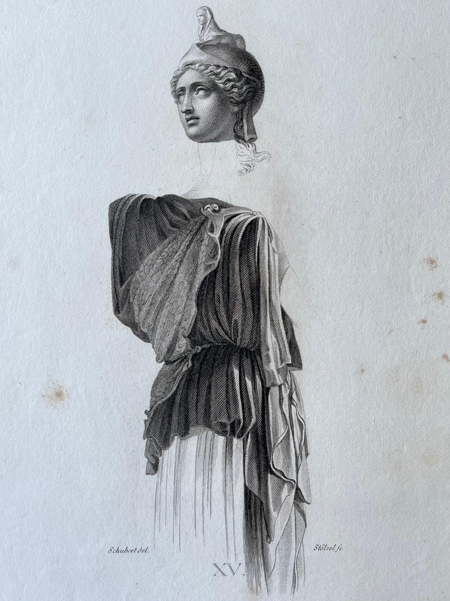 ANTIQUE NEOCLASSICAL ENGRAVING: Antique Engraving of a Neoclassical Statue. Size: 15.5 X 11 inches approx. Printed Circa 1820.