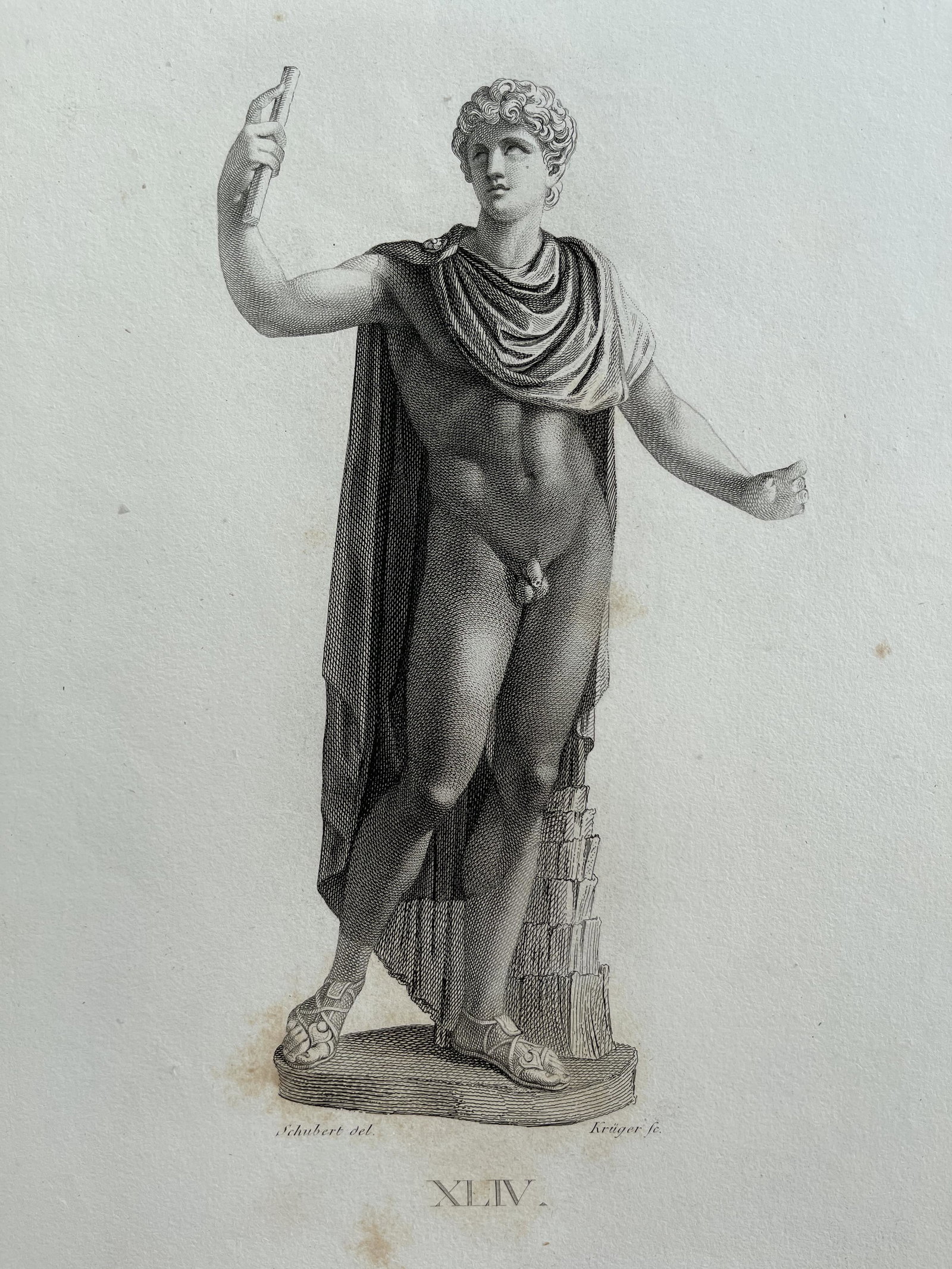 ANTIQUE NEOCLASSICAL ENGRAVING: Antique Engraving of a Neoclassical Statue. Size: 15.5 X 10.5 inches approx. Printed Circa 1820. Unframed.