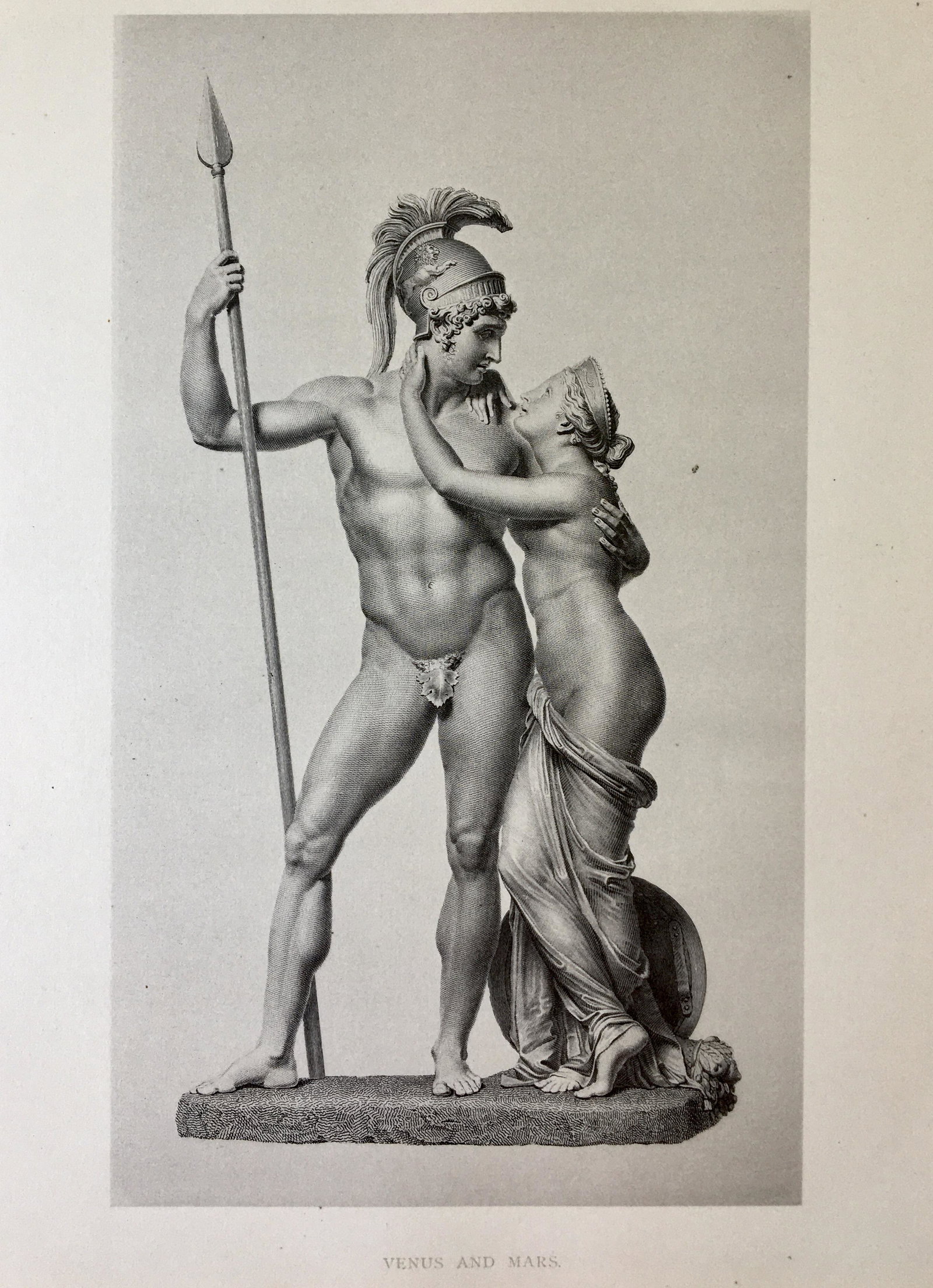 ANTIQUE ENGRAVING AFTER ANTONIO CANOVA VENUS AND MARS: ANTIQUE ENGRAVING AFTER ANTONIO CANOVA. Engraving is sold Unframed. Size: 13 X 10.5 inches. Printed Circa 1870.