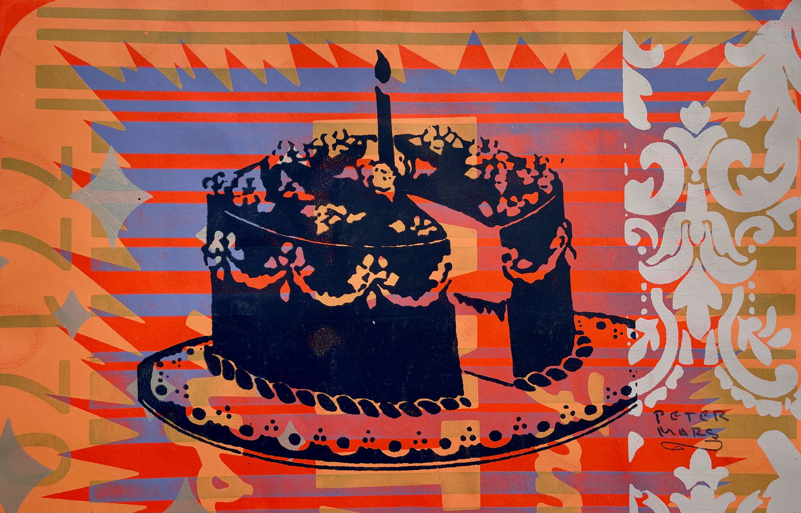 PETER MARS SIGNED ORIGINAL SILKSCREEN PRINT CAKE: Size: 22 X 14.5 inches approx. Unframed