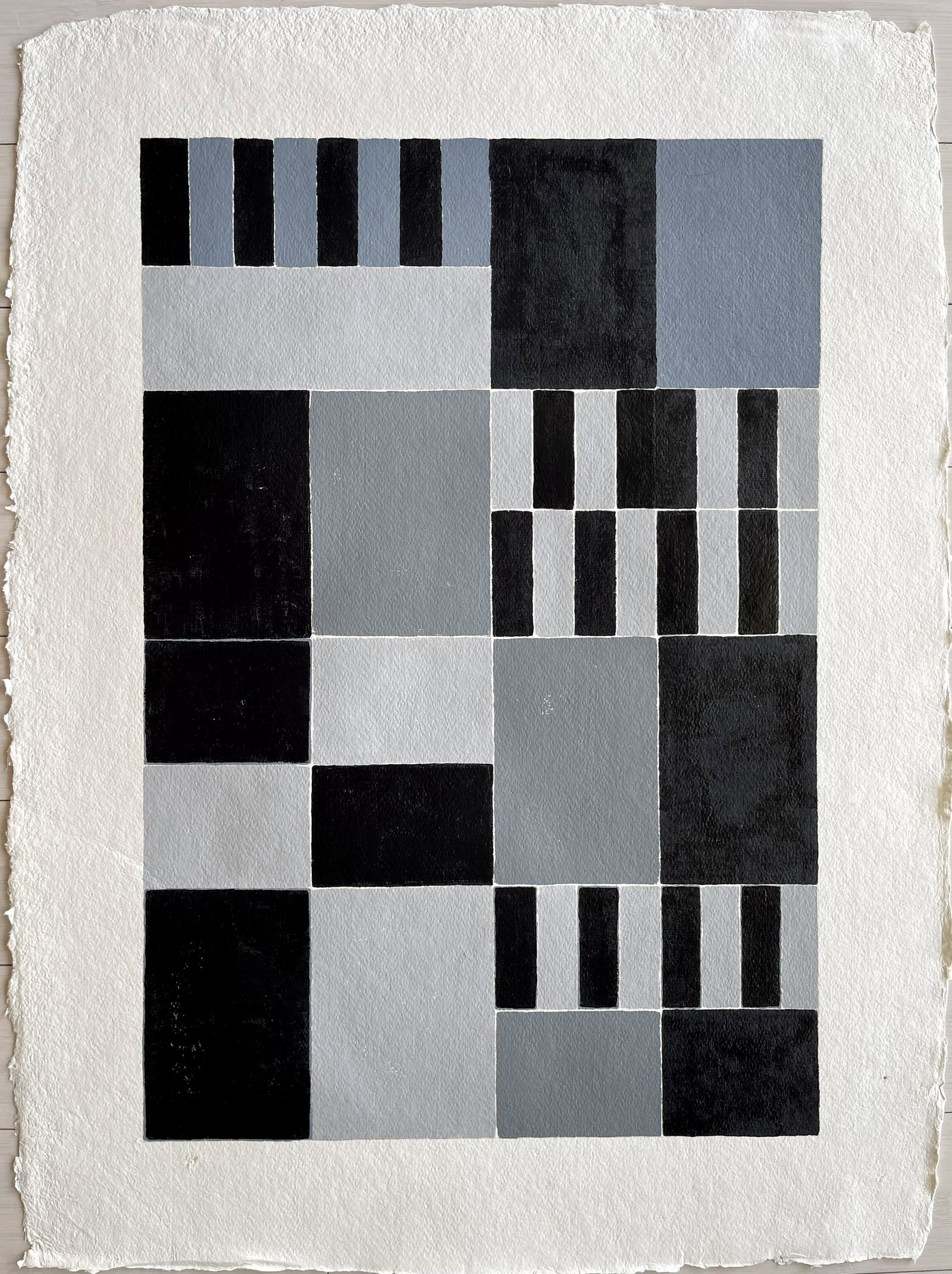 MODERN ACRYLIC ON PAPER PAINTING SEAN SCULLY STYLE: ACRYLIC PAINTING ON HANDMADE PAPER. SIZE: 22 X 30 INCHES APPROX. PAINTING IS UNFRAMED