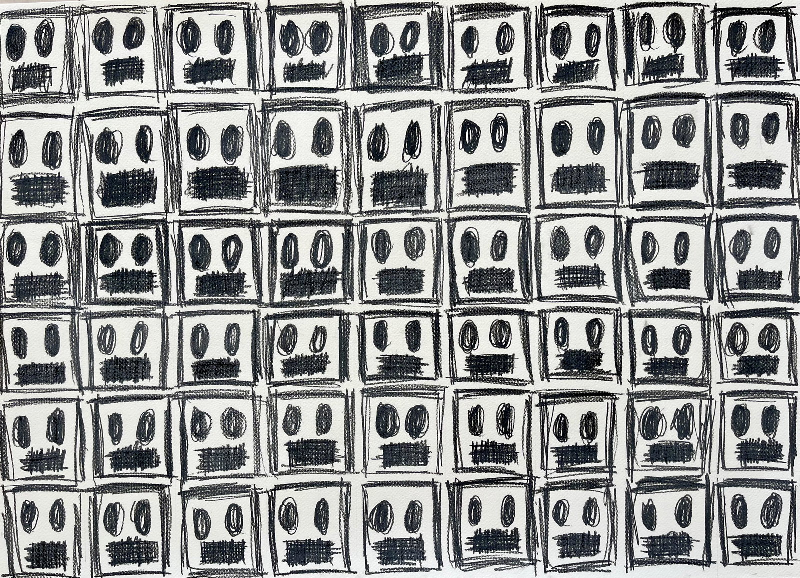 CHARCOAL DRAWING ON PAPER: SIZE: 19.5 X 27.5 INCHES APPROX. UNFRAMED