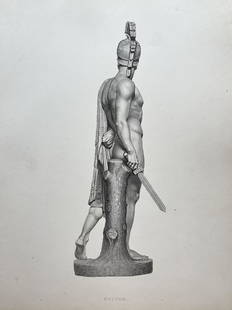 ANTIQUE NEOCLASSICAL ENGRAVING AFTER ANTONIO CANOVA HECTOR: ANTIQUE ENGRAVING AFTER ANTONIO CANOVA. Engraving is sold Unframed. Size: 13 X 10.5 inches approx. Printed Circa 1876.