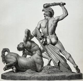 ANTIQUE ENGRAVING AFTER ANTONIO CANOVA THESEUS: ANTIQUE ENGRAVING AFTER ANTONIO CANOVA. Engraving is sold Unframed. Size: 13 X 10.5 inches approx. Printed Circa 1876.