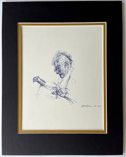 MATTED ALBERTO GIACOMETTI PRINT: PRINTS PRINTED IN ITALY CIRCA 1980. TOTAL MAT SIZE: 11 X 14 INCHES.