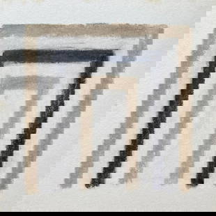 OIL STICK ON PAPER FRANK STELLA STYLE: OIL STICK ON PAPER FRANK STELLA STYLE. SIZE: 8.5 X 8.5 INCHES. UNFRAMED.