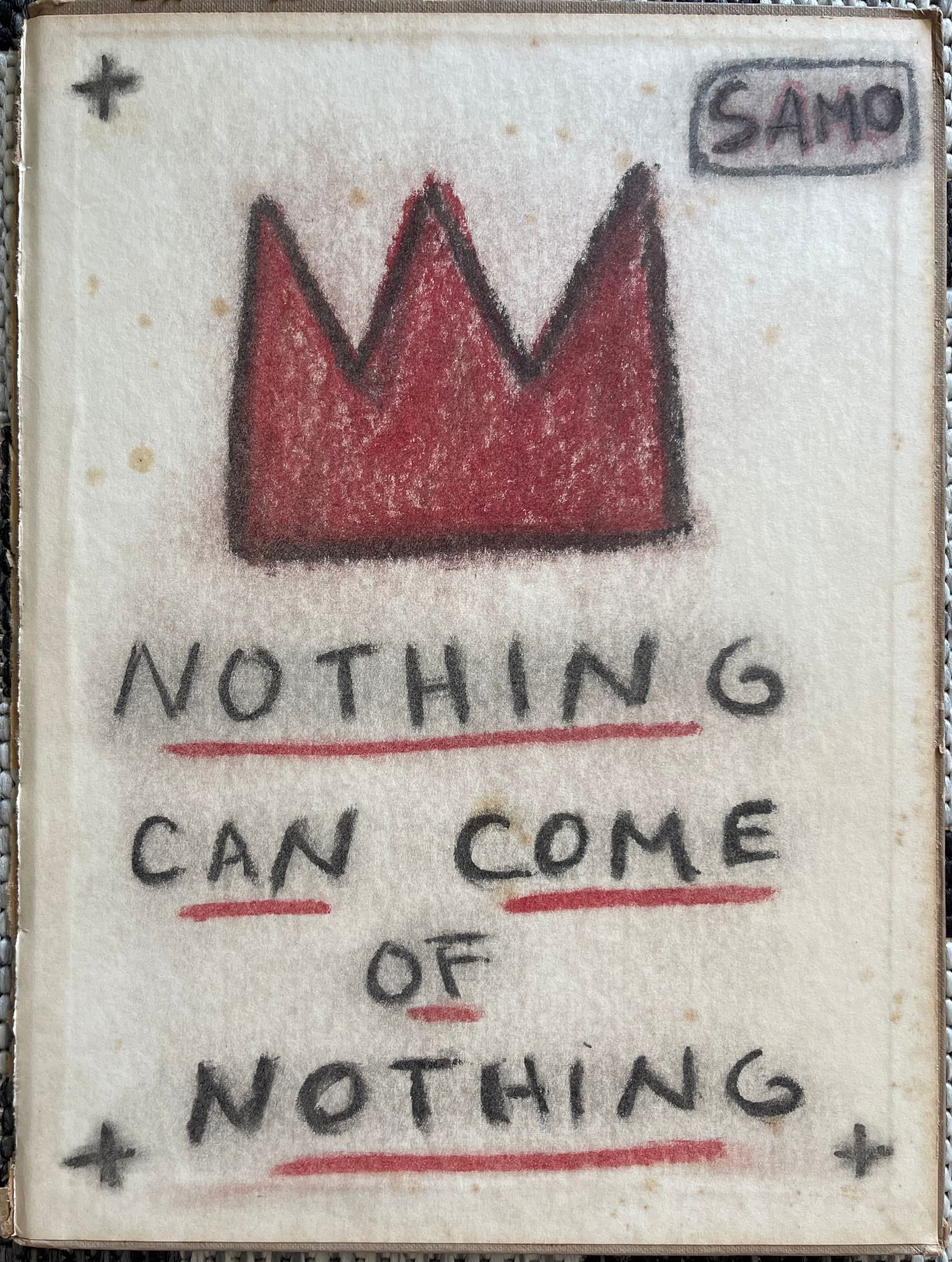 OIL STICK ON BOOK COVER BASQUIAT STYLE KING LEAR QUOTE (1 of 1)