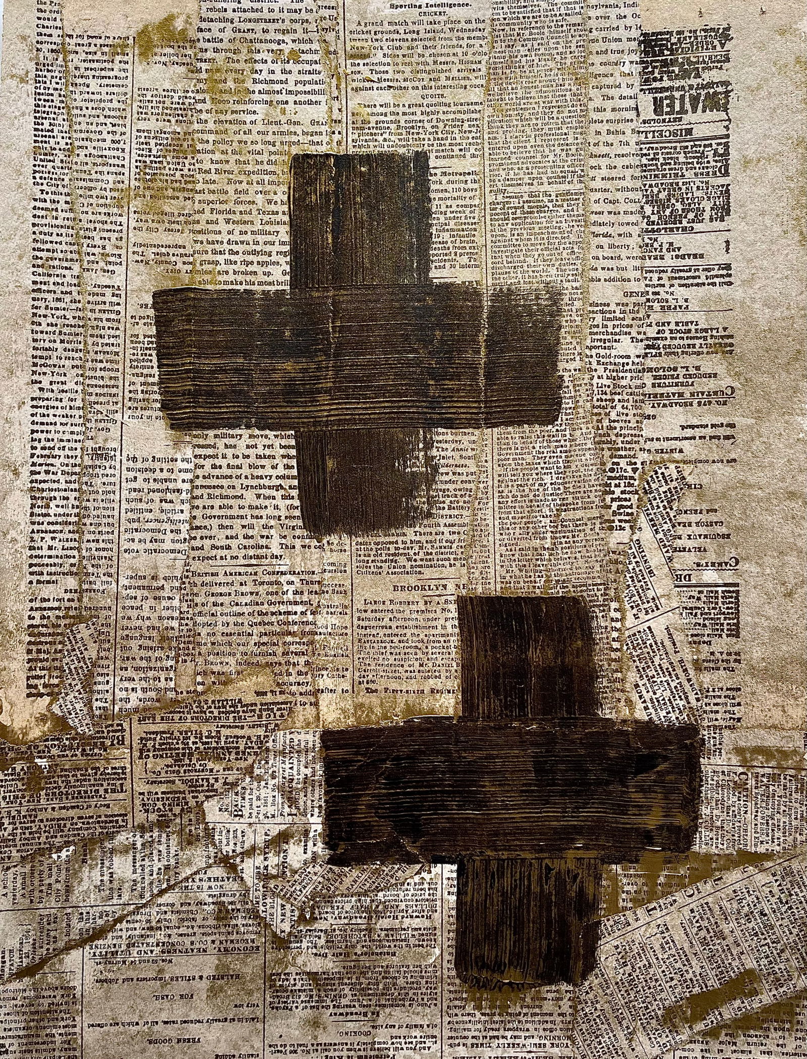 ABSTRACT MIXED MEDIA COLLAGE ON CARDBOARD (1 of 2)