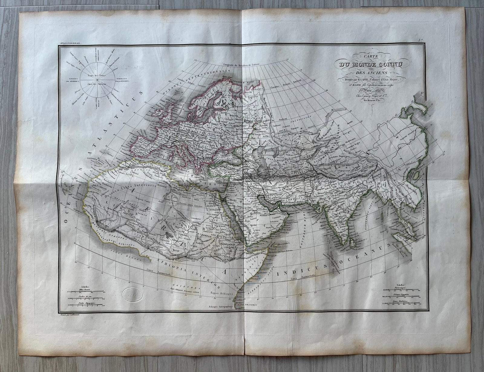ANTIQUE MAP OF THE WORLD 1832: SIZE: 25.5 X 20 INCHES APPROX. UNFRAMED.