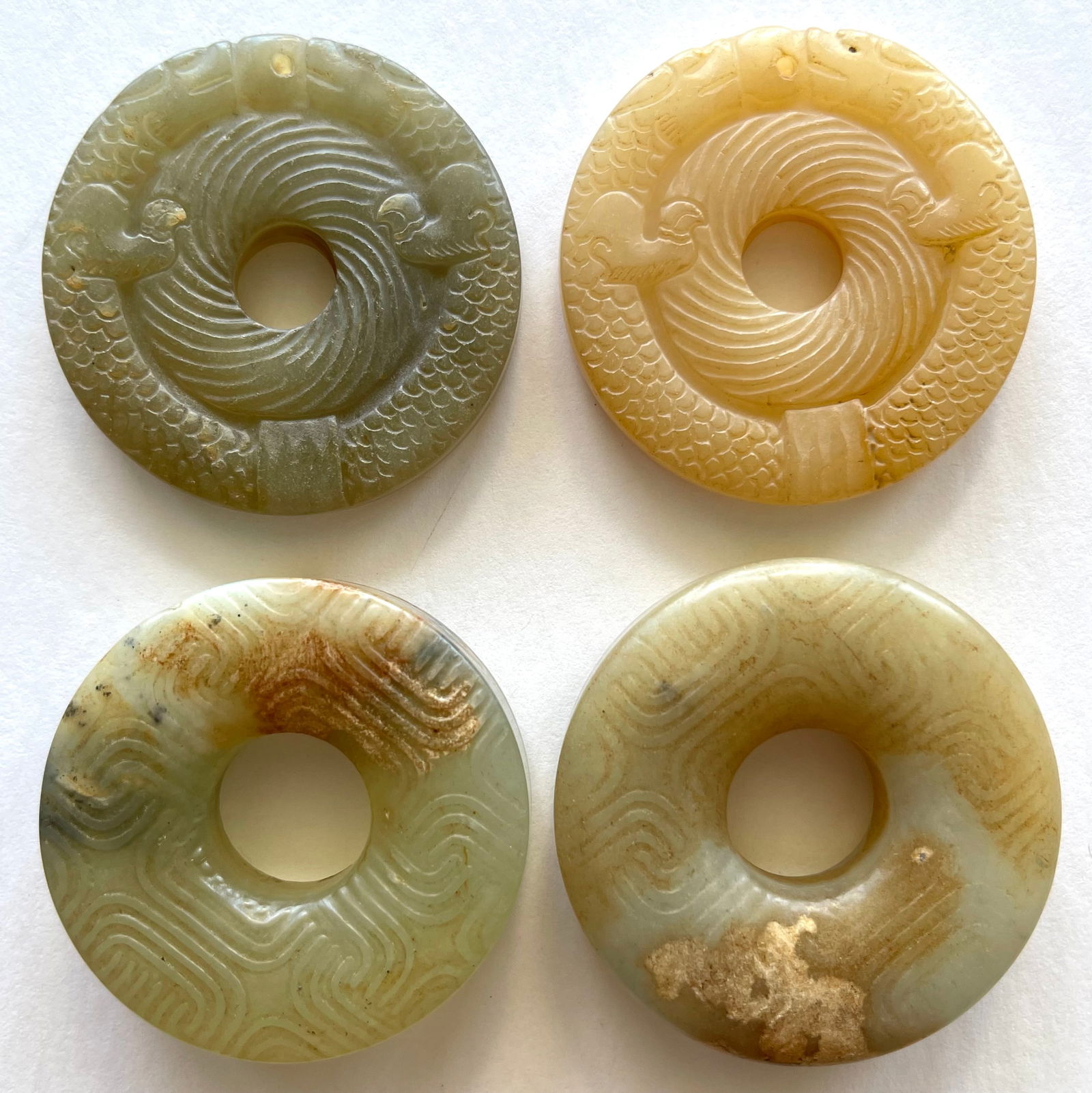 SET OF 4 CHINESE STONE CARVED DISCS (1 of 2)