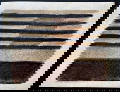 MID CENTURY MODERN PAINTING: OIL STICK ON PAPER FRANK STELLA STYLE. SIZE: 11 X 8.5 INCHES. UNFRAMED. Provenance: Private Collection West Palm Beach. Marnie Collection has not had this lot examined by an expert to determine its au