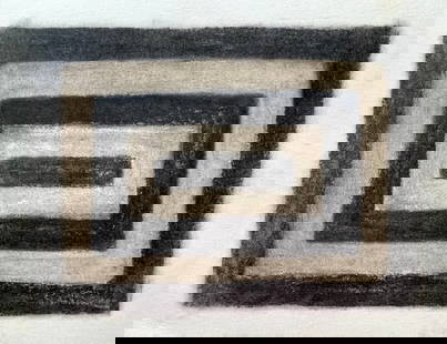 MID CENTURY MODERN PAINTING: OIL STICK ON PAPER FRANK STELLA STYLE. SIZE: 11 X 8.5 INCHES. UNFRAMED. Provenance: Private Collection West Palm Beach. Marnie Collection has not had this lot examined by an expert to determine its au