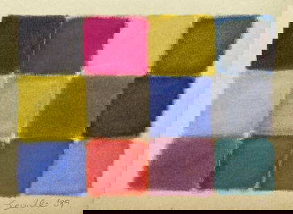 VINTAGE CONTEMPORARY OIL ON PAPER PAINTING: OIL ON PAPER SEAN SCULLY STYLE. SIZE: 8 X 6 INCHES. UNFRAMED. Provenance: Private Collection West Palm Beach. Marnie Collection has not had this lot examined by an expert to determine its authenticity