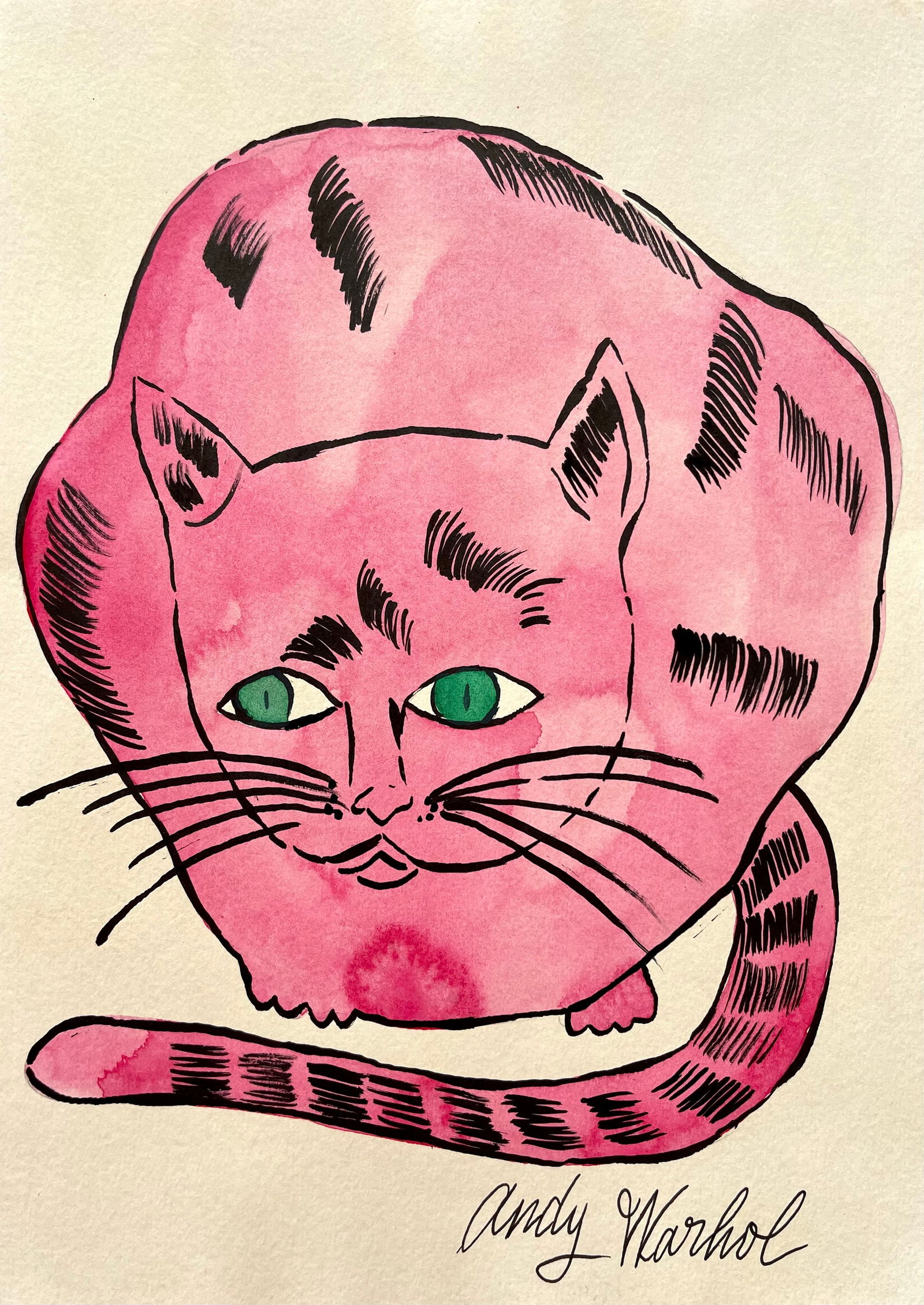 WATERCOLOR ON PAPER ANDY WARHOL CAT (1 of 1)