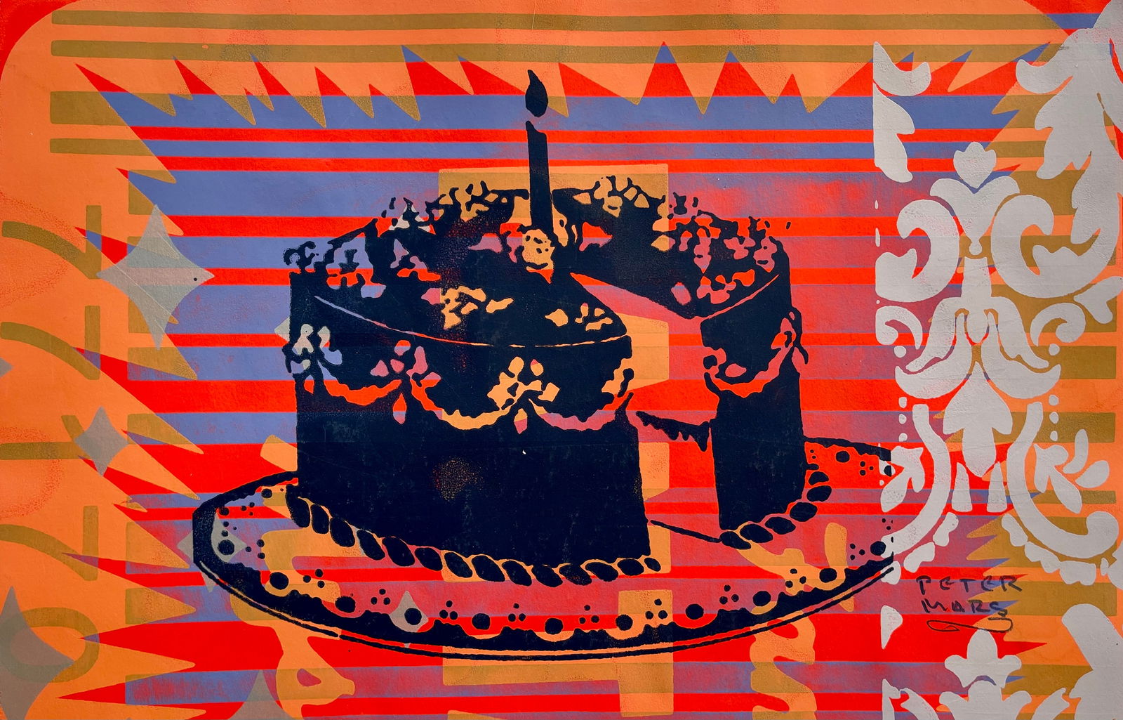 PETER MARS SIGNED ORIGINAL SILKSCREEN PRINT CAKE: Size: 22 X 14.5 inches approx. Unframed