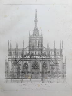 ANTIQUE ITALIAN ARCHITECTURAL ENGRAVING: 18.5 X 12.5 inches approx. Unframed. Printed Rome Circa 1830. Shipping via USPS Priority Mail $20