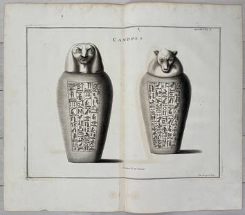 ANTIQUE ENGRAVING ANCIENT EGYPT: DOUBLE PAGE ETCHING ENGRAVING. PRINTED FRANCE CIRCA 1725. LAID PAPER. UNFRAMED. SIZE: 17 X 20 INCHES APPROX.