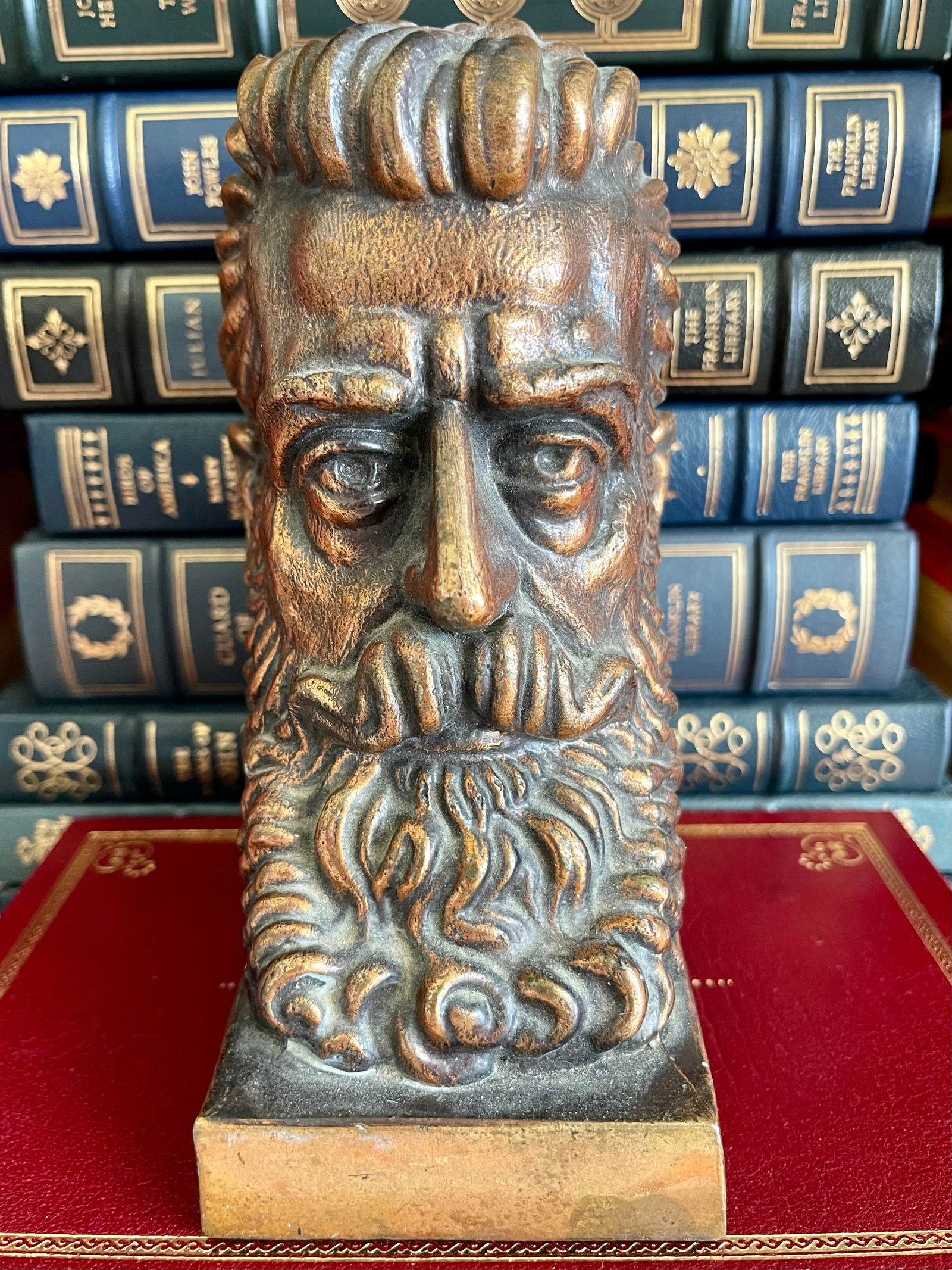 METAL BOOKEND OF THEODORE HERZL BY LEV SORS. USA, 1948: HEIGHT 7 INCHES
