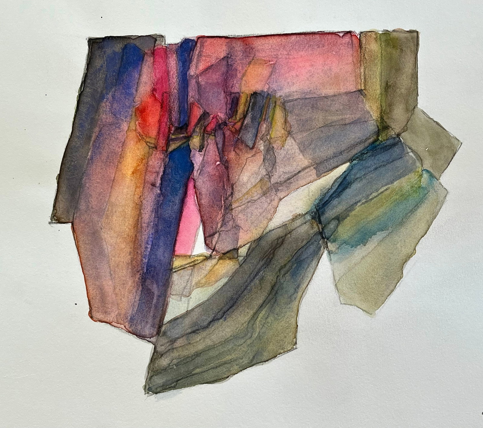 ORIGINAL ABSTRACT FRENCH WATERCOLOR: French Watercolor on Paper. Size: 9.5 x 12.5 inches approx. Painting is Unframed. Shipping via USPS Priority Mail $16.