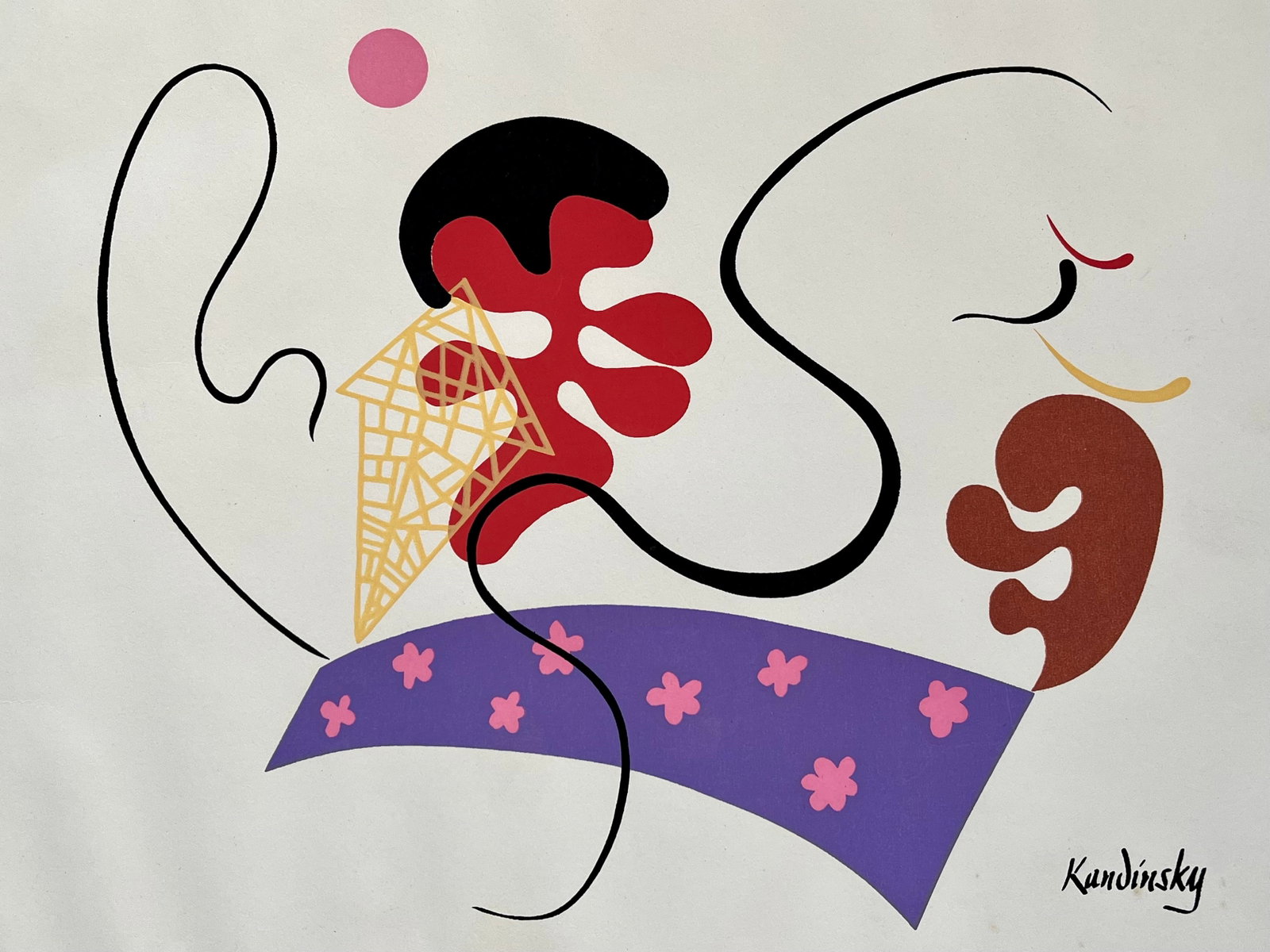 KANDINSKY VINTAGE PRINT: SIZE: 10.2 X 11.7 INCHES APPROX. PRINT IS UNFRAMED. SHIPPING IN THE U.S VIA USPS PRIORITY MAIL $16.