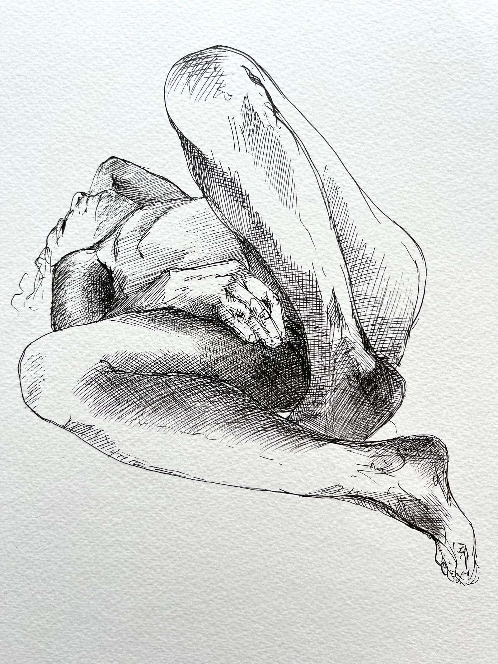 INK ON PAPER MALE NUDE AFTER PAUL CADMUS: SIZE: 11 3/4 X 8.4 INCHES APPROX . DRAWING IS UNFRAMED. SHIPPING IN THE U.S VIA USPS PRIORITY MAIL $16