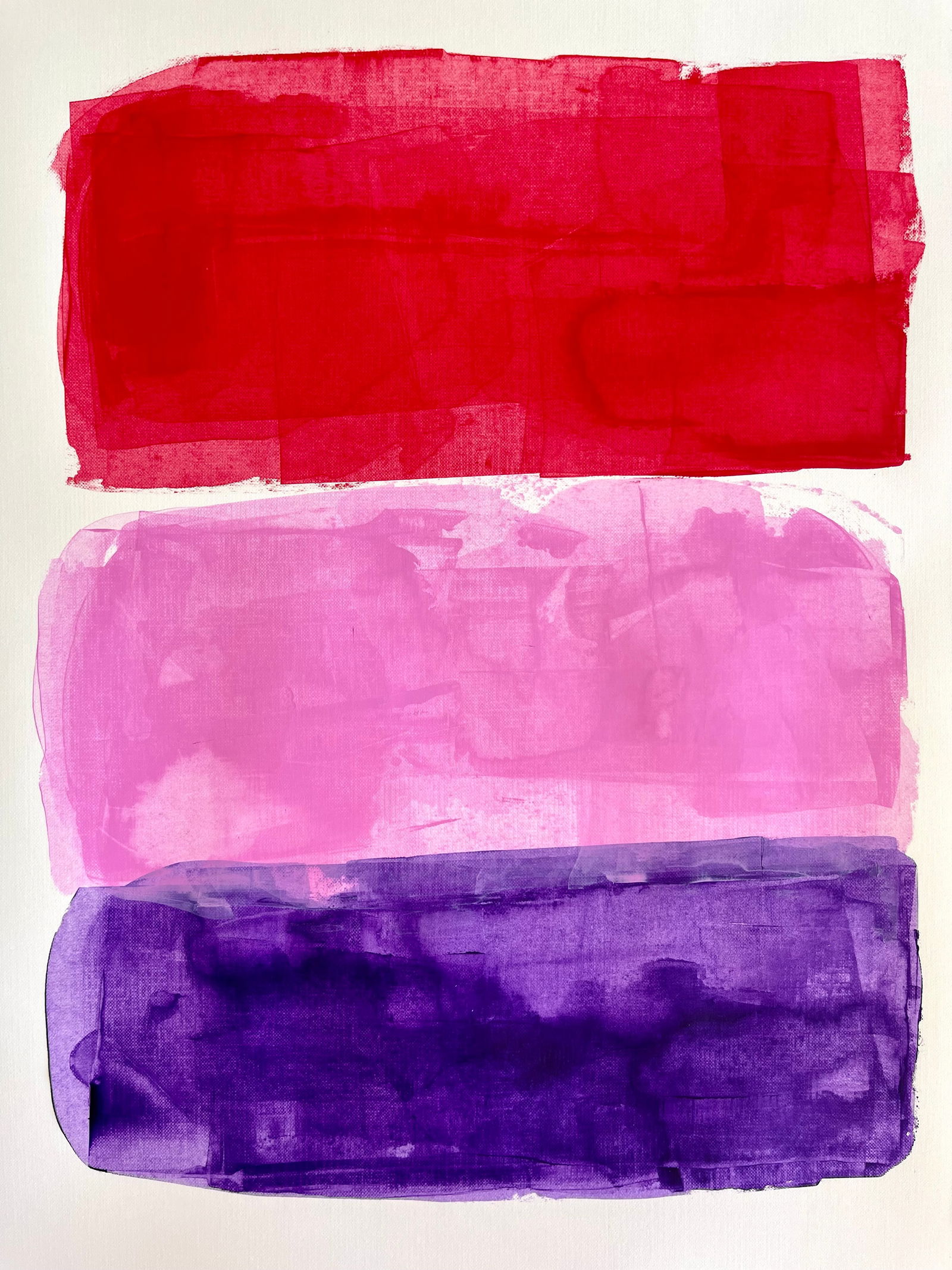 LOT OF 3 ABSTRACT ACRYLIC ON PAPER PAINTINGS RED PINK PURPLE (1 of 3)