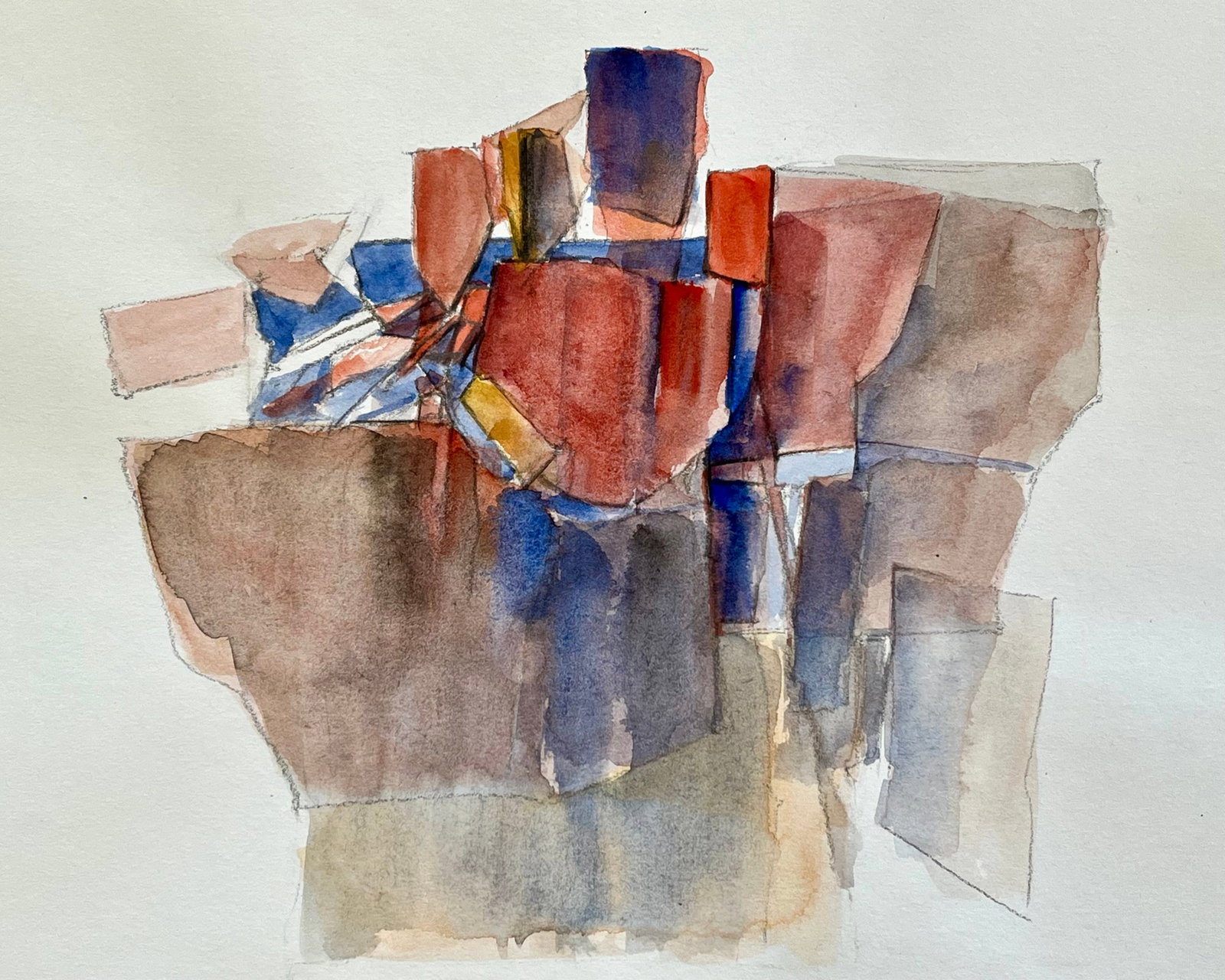 ORIGINAL ABSTRACT FRENCH WATERCOLOR: French Watercolor on Paper. Size: 9.5 x 12.5 inches approx. Painting is Unframed. Shipping via USPS Priority Mail $16.