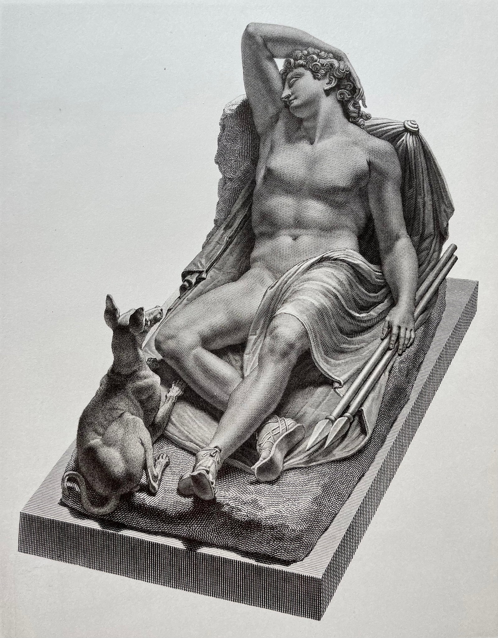 ANTIQUE NEOCLASSICAL PRINT AFTER ANTONIO CANOVA ENDYMION (1 of 2)