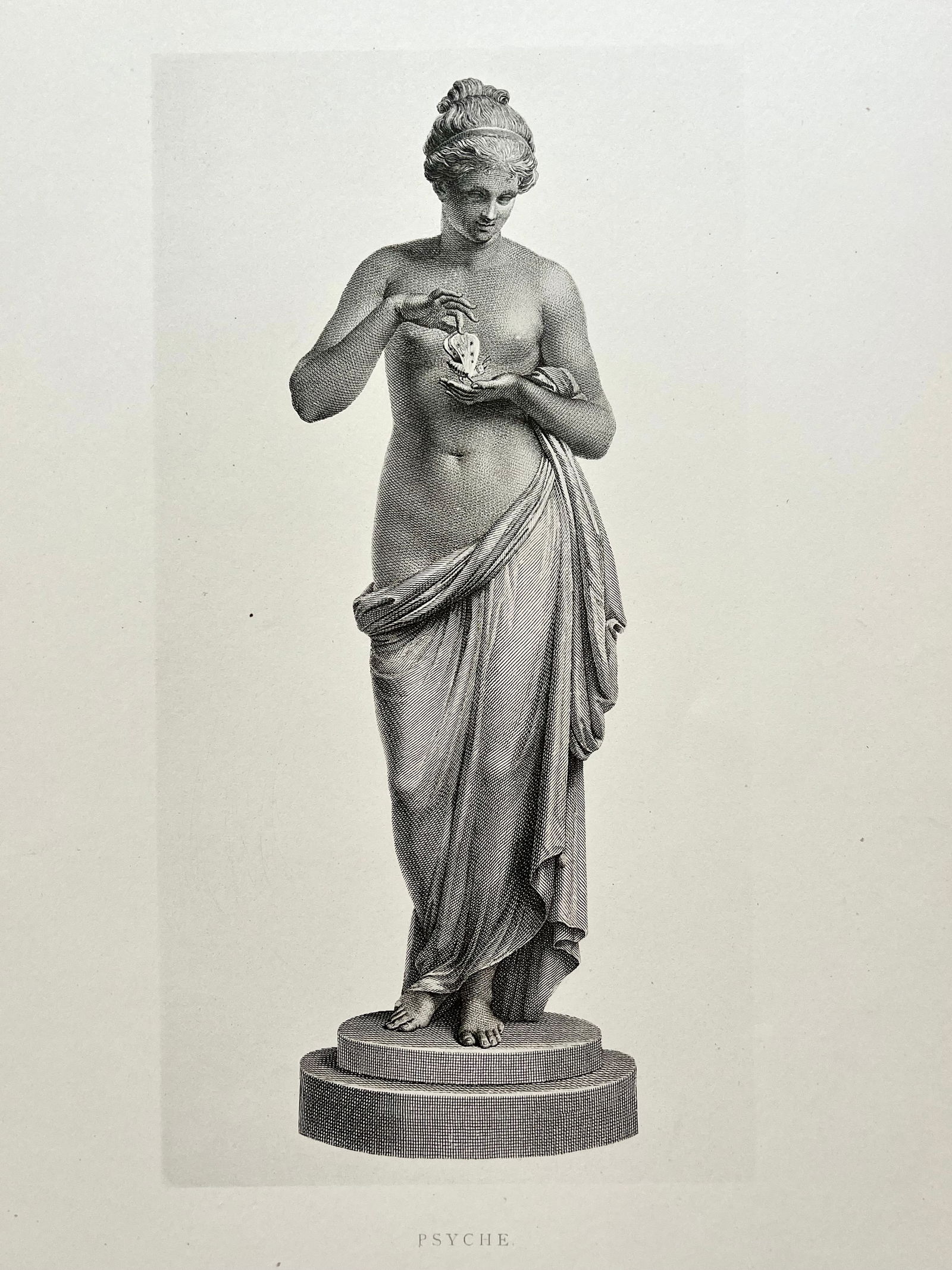 ANTIQUE PRINT AFTER ANTONIO CANOVA NEOCLASSICAL STATUE PSYCHE: ANTIQUE PRINT AFTER ANTONIO CANOVA. Print is sold Unframed. Size: 13.5 X 10.57 inches approx. Printed Circa 1876.