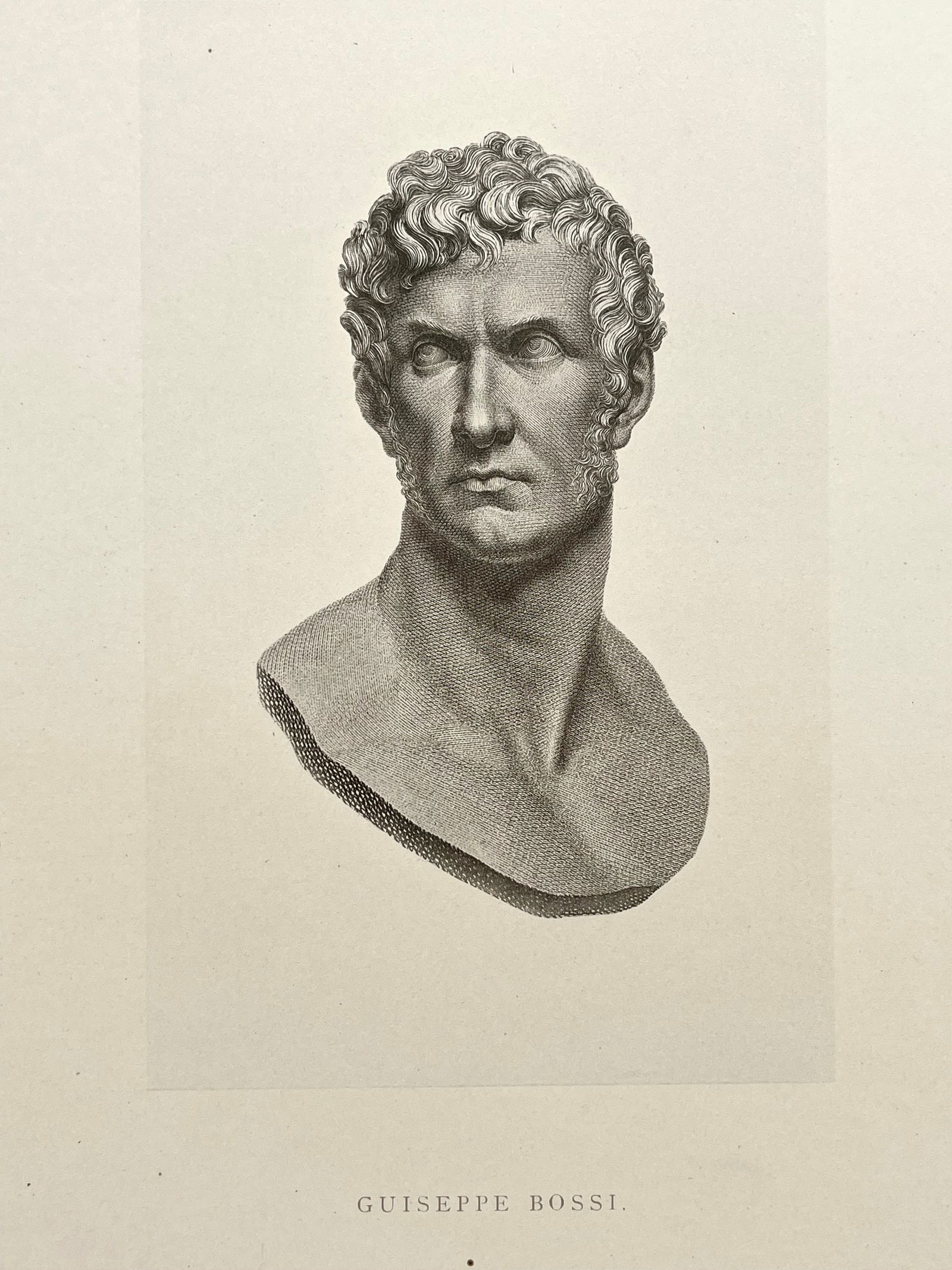 ANTIQUE PRINT AFTER ANTONIO CANOVA NEOCLASSICAL BUST OF GUISEPPE BOSSI (1 of 2)